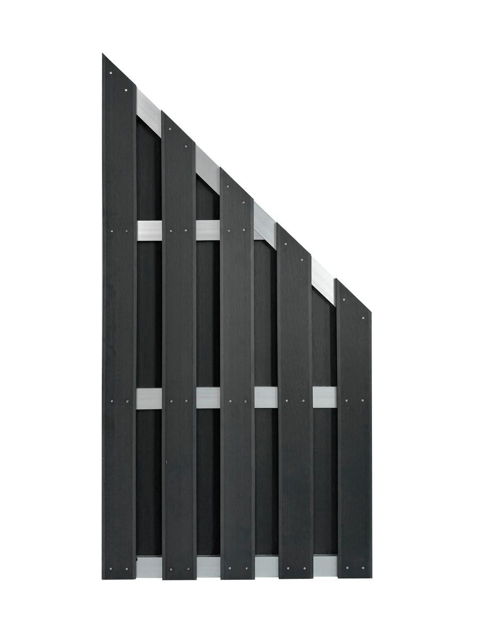 WPC Sichtschutz-Schrägelement schwarz - Schwarz, Basics, Kunststoff (90/90/180cm)