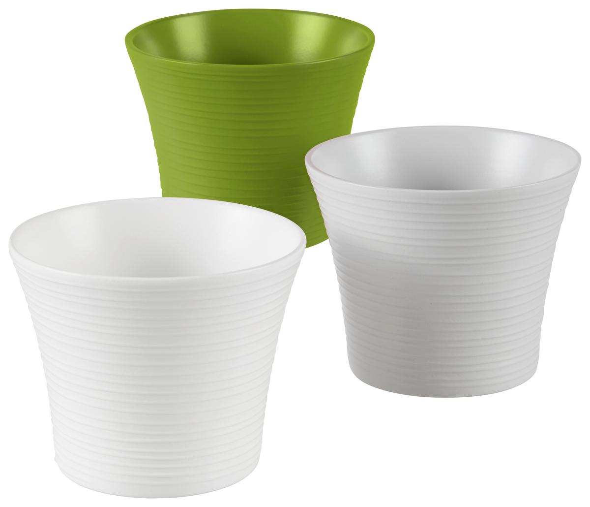 Übertopf Agneta - Salbeigrün/Hellgrau, KONVENTIONELL, Keramik (12/10,2cm) - Luca Bessoni