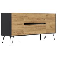 Sideboard Posseik Industrial Graphitfarben/Eiche B: 155 cm - Eichefarben/Schwarz, Design, Holzwerkstoff (155/75,8/42cm) - P & B