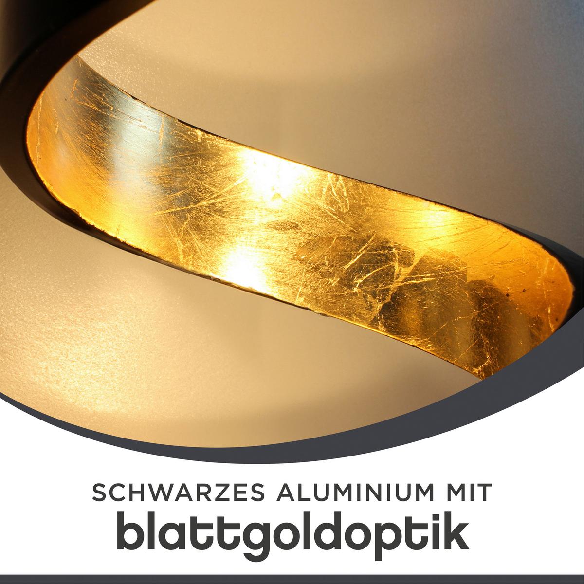 Led-deckenleuchte Helix Led-Helix-S4 Ner - Goldfarben/Schwarz, Design, Metall (80/13,5/120cm)