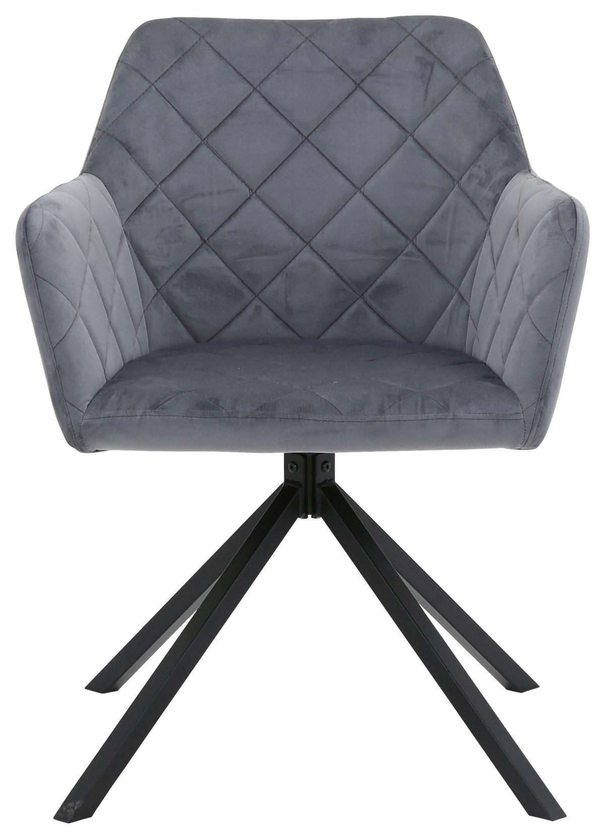 Stuhl Patti Hellgrau, Sitzfl. 360° drehbar - Hellgrau/Schwarz, KONVENTIONELL, Textil/Metall (58/81/54cm)