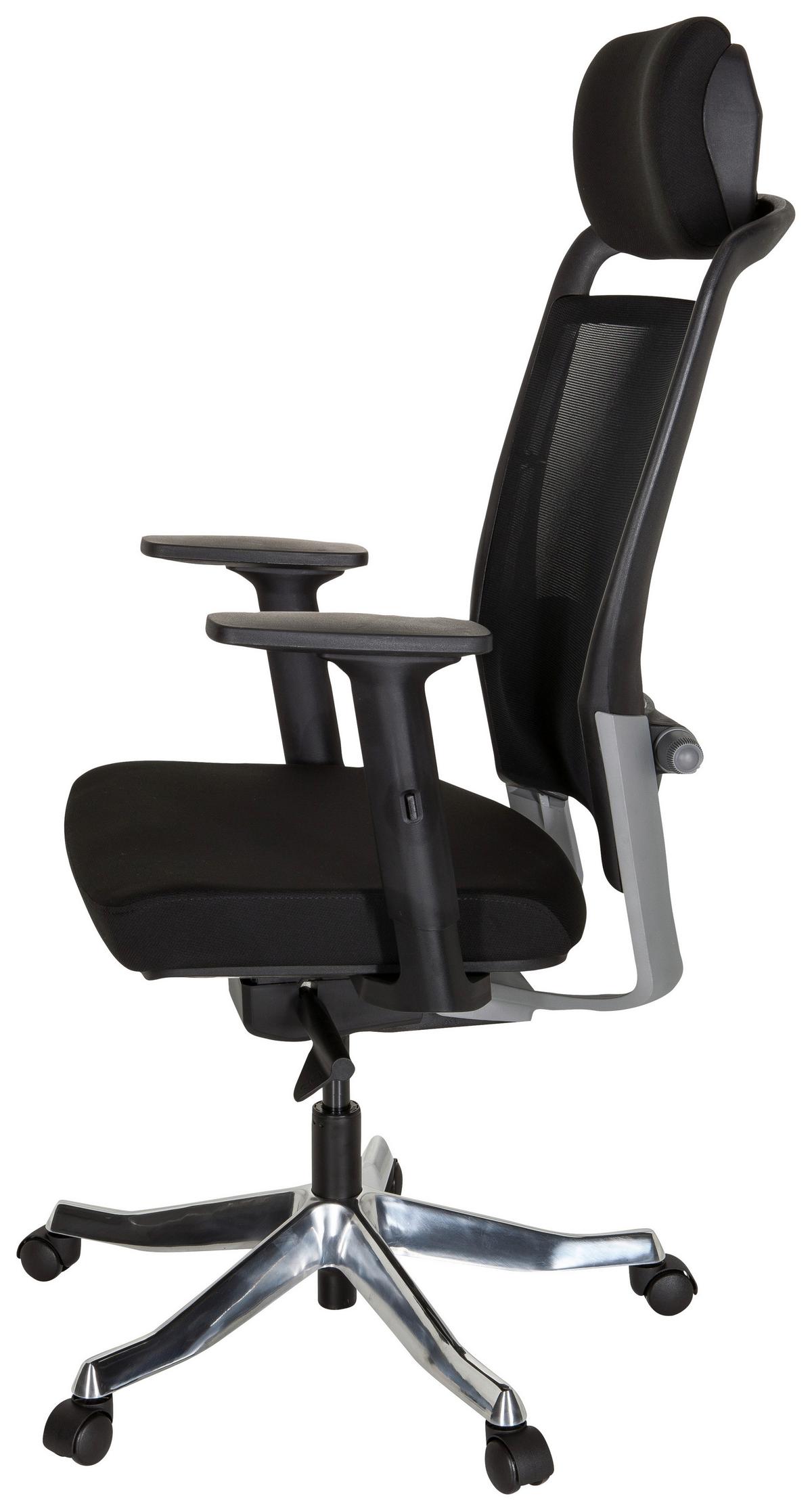 Drehstuhl Ikast I Schwarz - Silberfarben/Schwarz, MODERN, Kunststoff/Textil (68/120/55cm) - MID.YOU