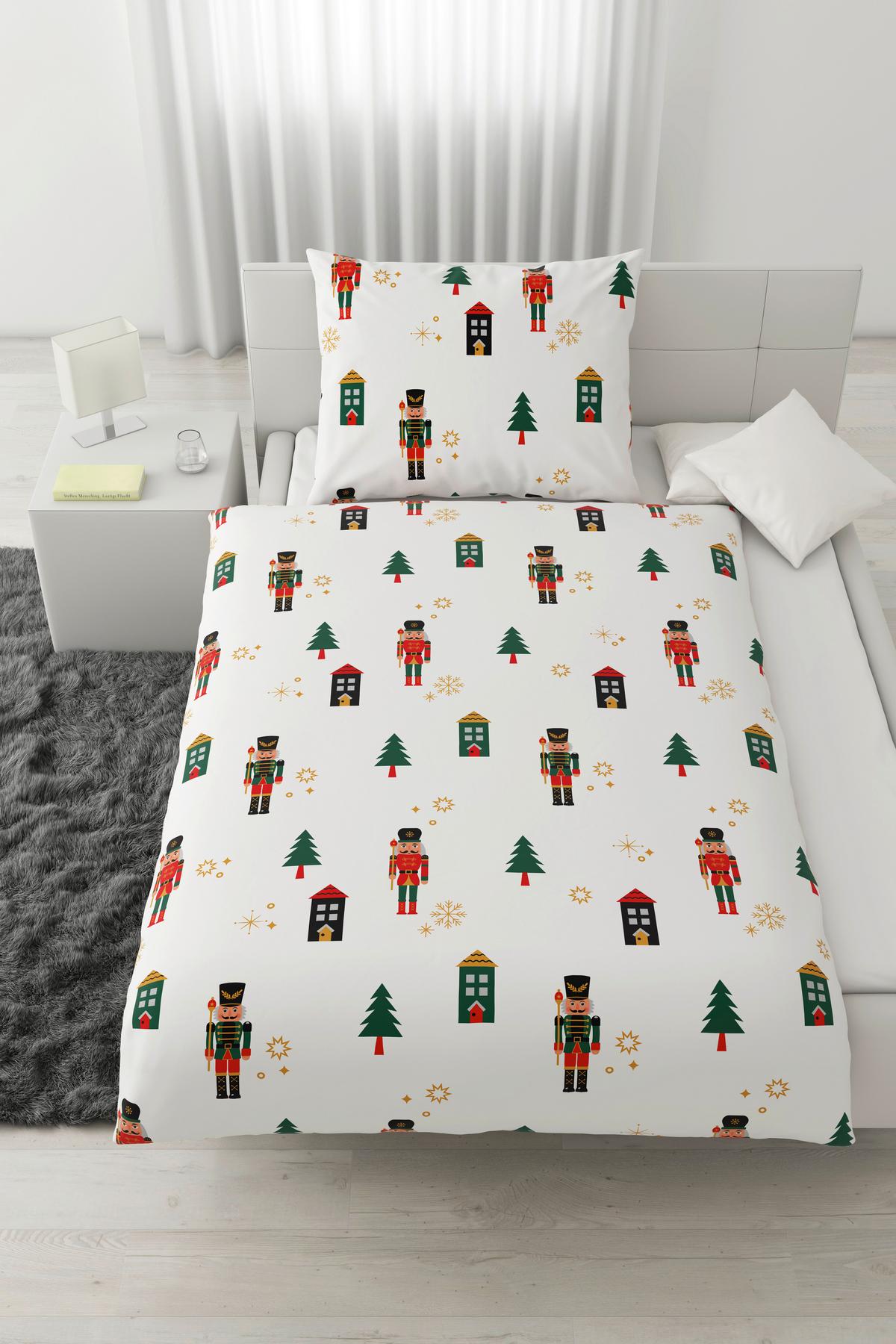 POSTEĽNÁ BIELIZEŇ NUSSKNACKER - biela/červená, textil (140/200cm) - Mömax