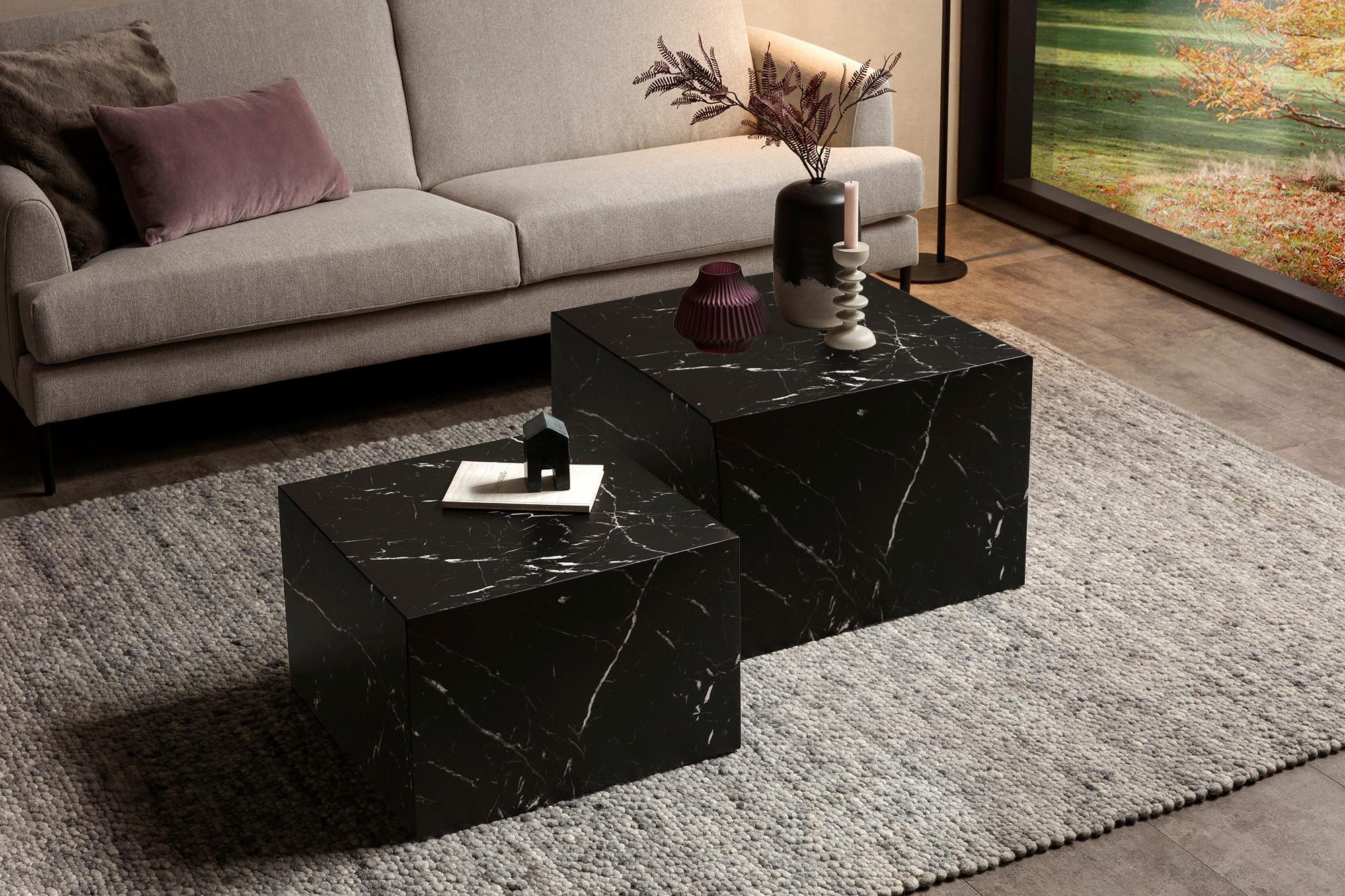 Couchtischset Schwarz 2-Teilig - Schwarz, Design, Holzwerkstoff (58-50/58-50/40-33cm) - Livetastic