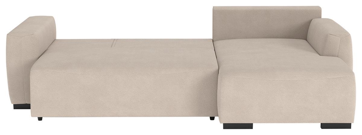 Ecksofa mit Bettfunktion Giro Mikrofaser natur, B: 252cm - Schwarz/Naturfarben, Trend, Textil (252/86/170cm)