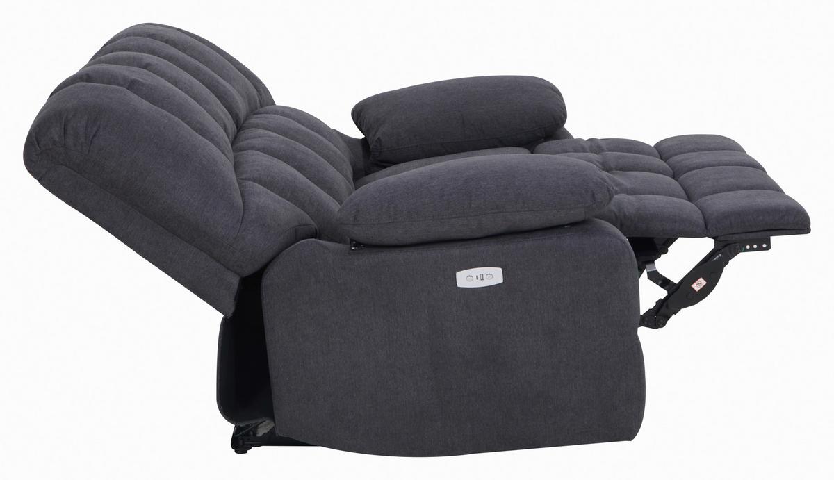 Dvojmiestna pohovka BOLTON, sivá, el.relaxačná funkcia - sivá, Basics, kov/drevo (168/103,5/96,5cm)