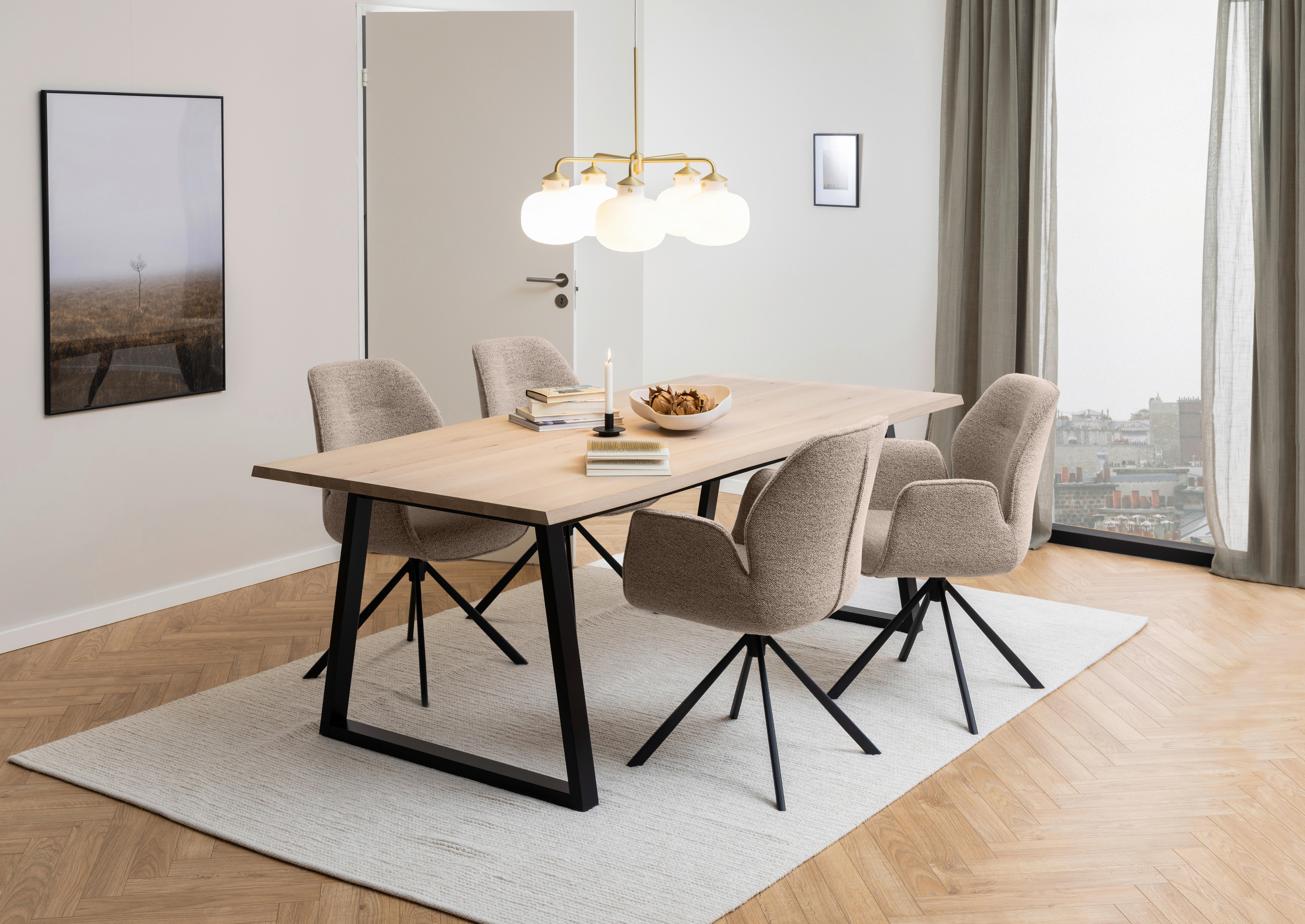 Esstisch Malika B: 100cm Eiche - Eichefarben/Schwarz, Design, Holz (220/100/75cm) - MID.YOU
