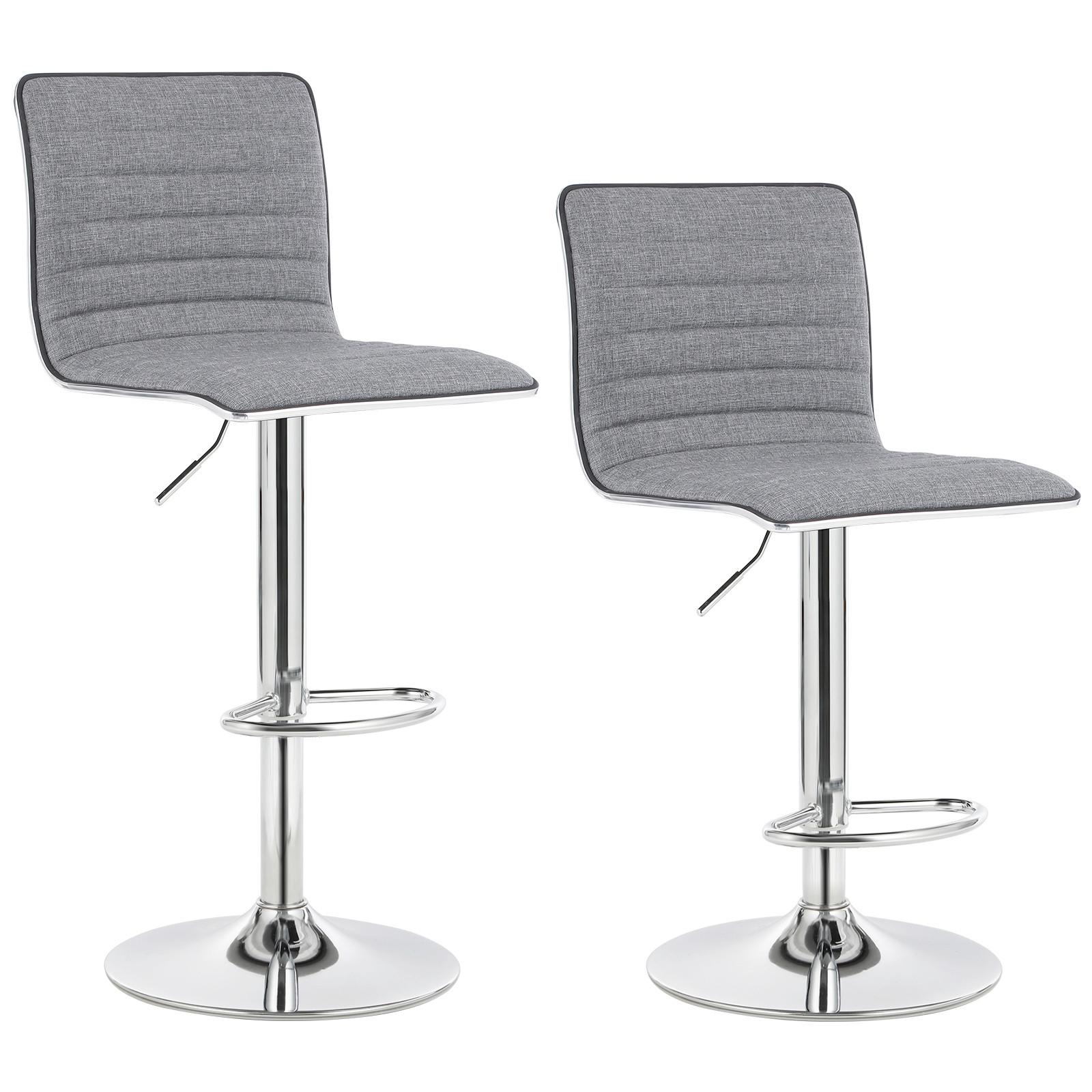 Barhocker-Set 2-Teilig Songmics, Hellgrau - Edelstahlfarben/Hellgrau, Trend, Textil/Metall (44/94-114/39,5cm) - Boxxx