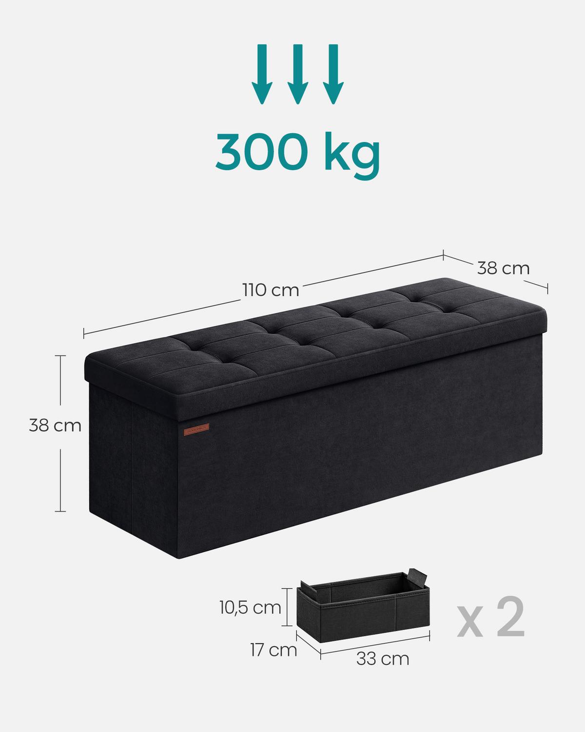 Sitzbox Schwarz B: 110cm - Schwarz, Basics, Holzwerkstoff/Textil (110/38/38cm)