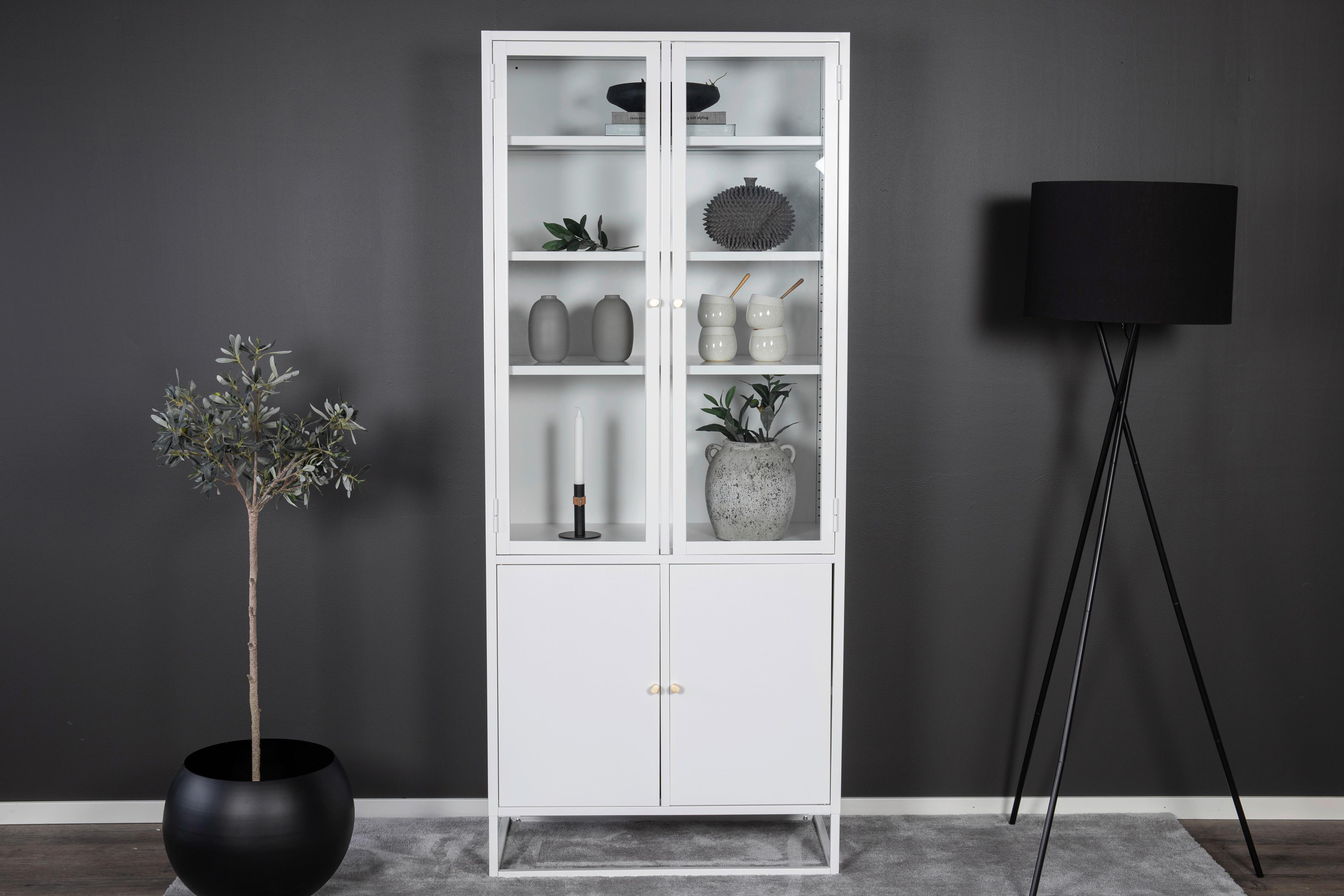 Vitrine Bakal - Weiß, Design, Glas/Metall (80/190/41cm) - Livetastic