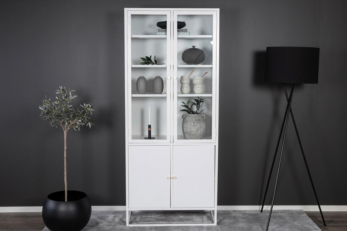 Vitrine Bakal - Weiß, Design, Glas/Metall (80/190/41cm) - Livetastic