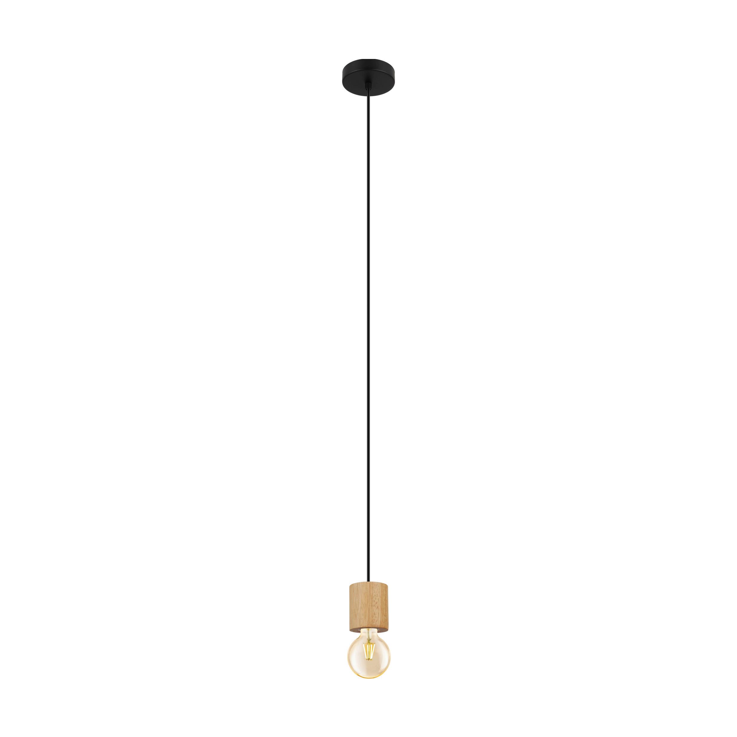Hängeleuchte Turialdo H: 110cm 1-Flammig, Holz Dekor/Metall - Schwarz/Braun, Basics, Holz/Metall (10,5/110cm) - Eglo