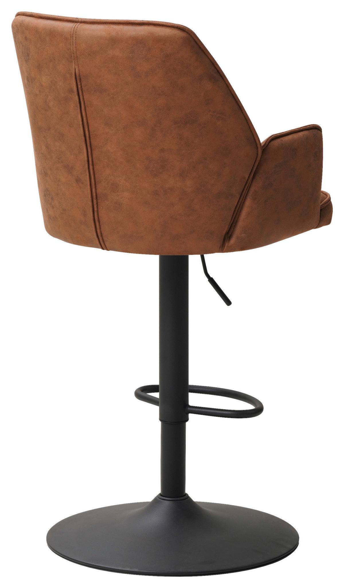 Barhocker Donny - Cognac/Schwarz, KONVENTIONELL, Textil/Metall (42/114/52cm) - MID.YOU