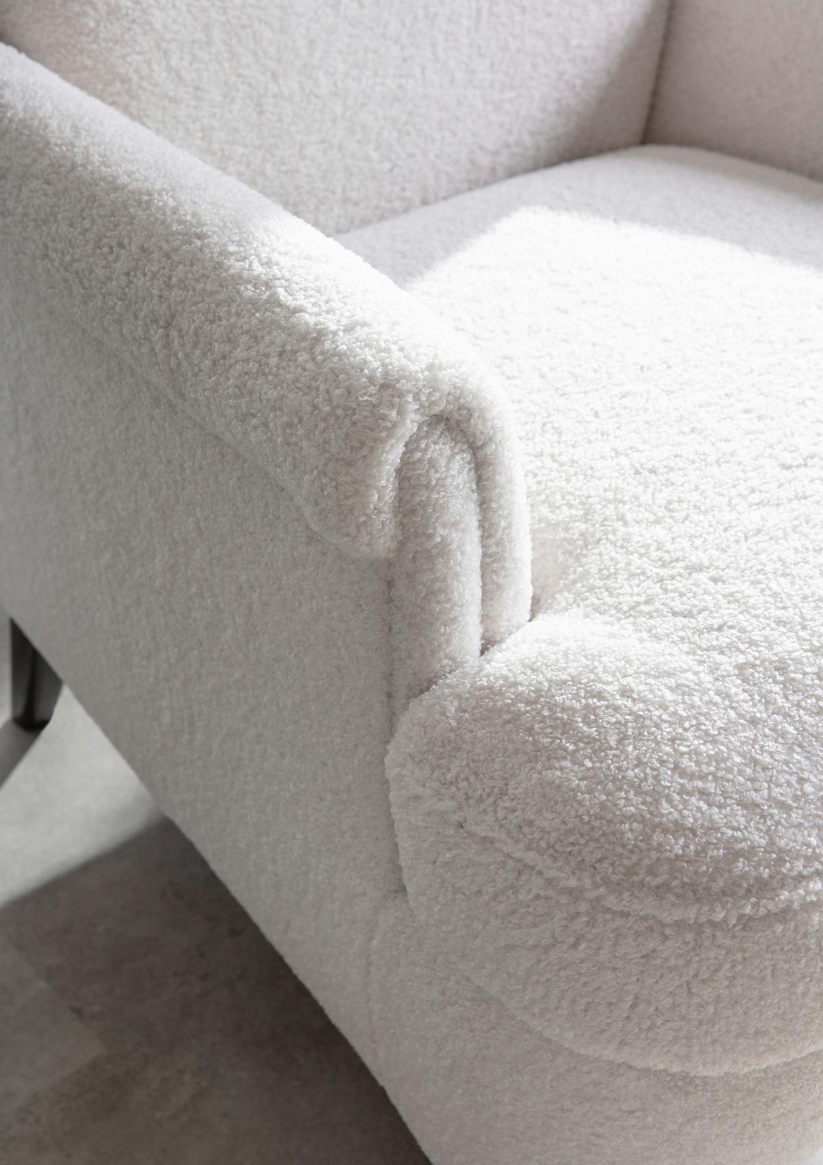 Ohrensessel Versailles, Weiß B: 72 cm - Dunkelbraun/Weiß, Design, Textil (72/104/85cm) - MID.YOU