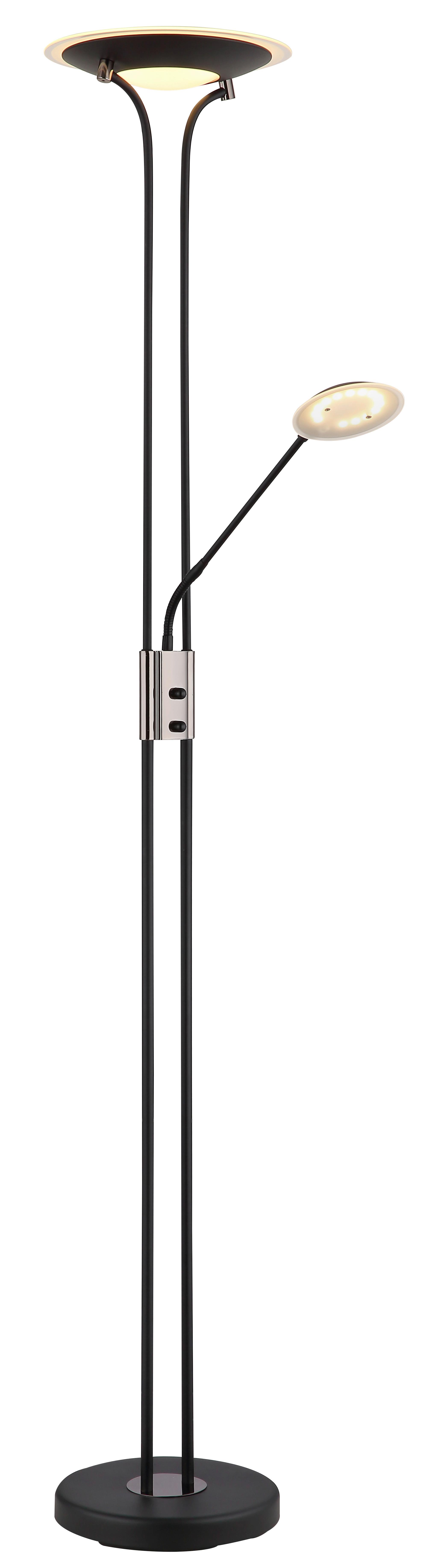 LED-Stehleuchte Tamika Schwarz Chromfarben D: 30 cm - Klar/Chromfarben, KONVENTIONELL, Glas/Kunststoff (30/180cm) - Globo
