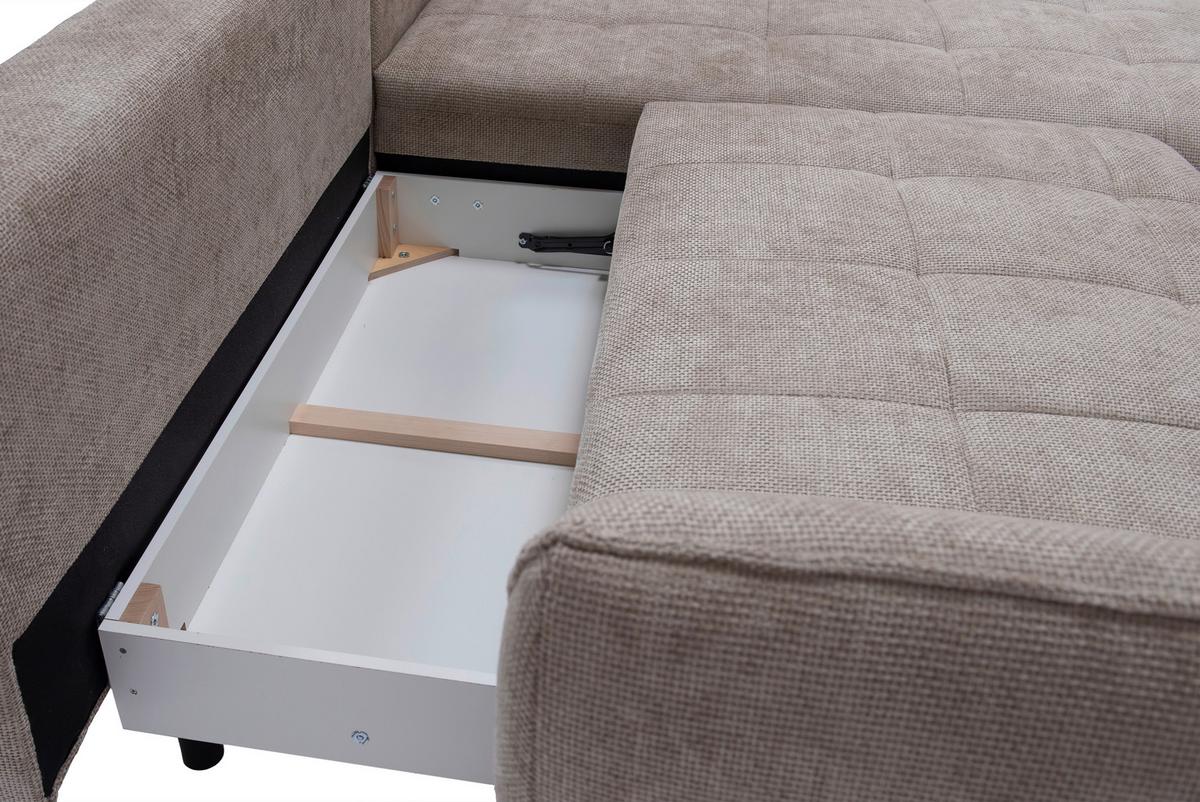 Ecksofa Samoa Hellbraun S: 282x187 Cm - Hellbraun/Schwarz, Design, Textil (282/187cm) - Livetastic