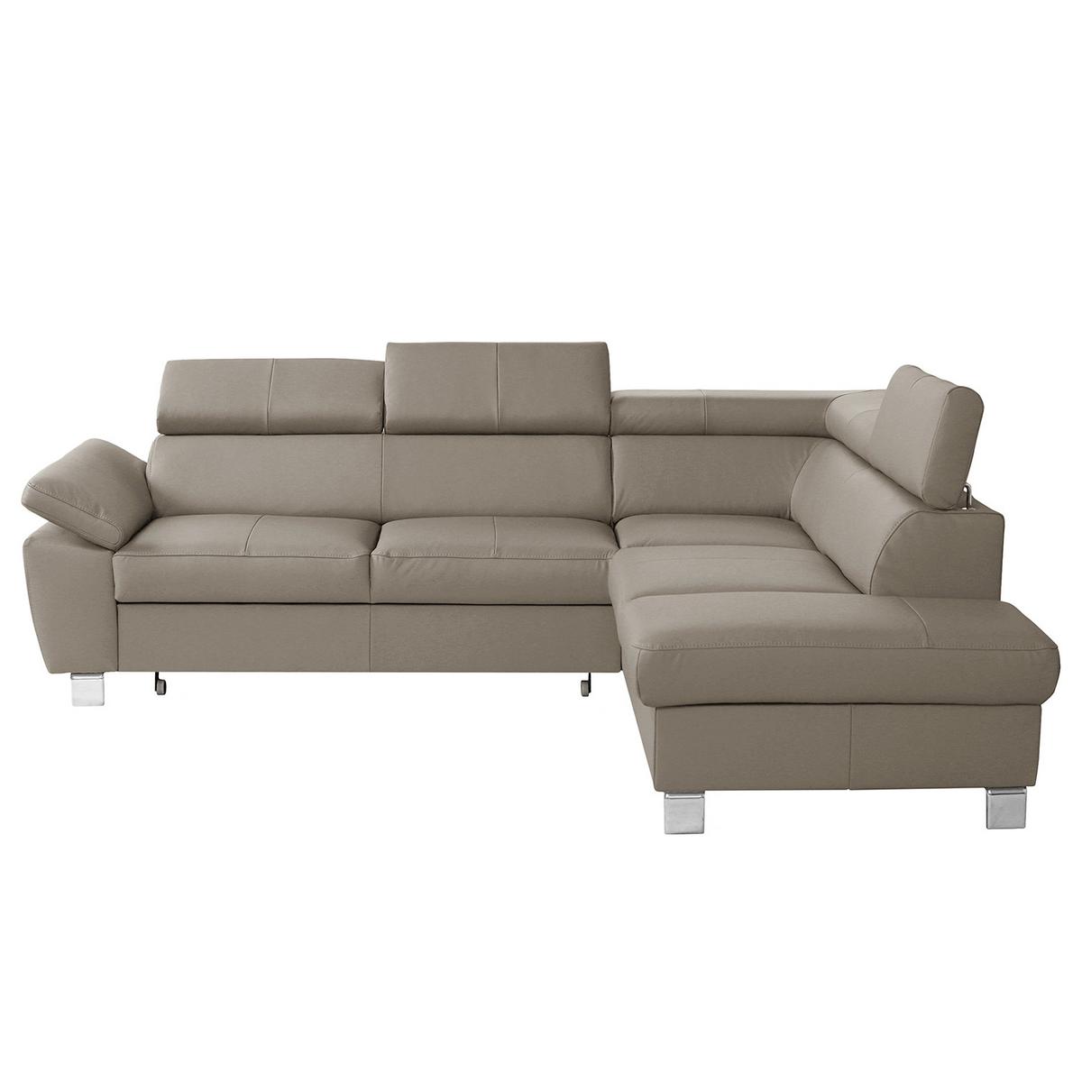 Ecksofa Lugano Teilleder Hellgrau 248x208 - Chromfarben/Hellgrau, Design, Leder/Textil (248/208cm) - Livetastic