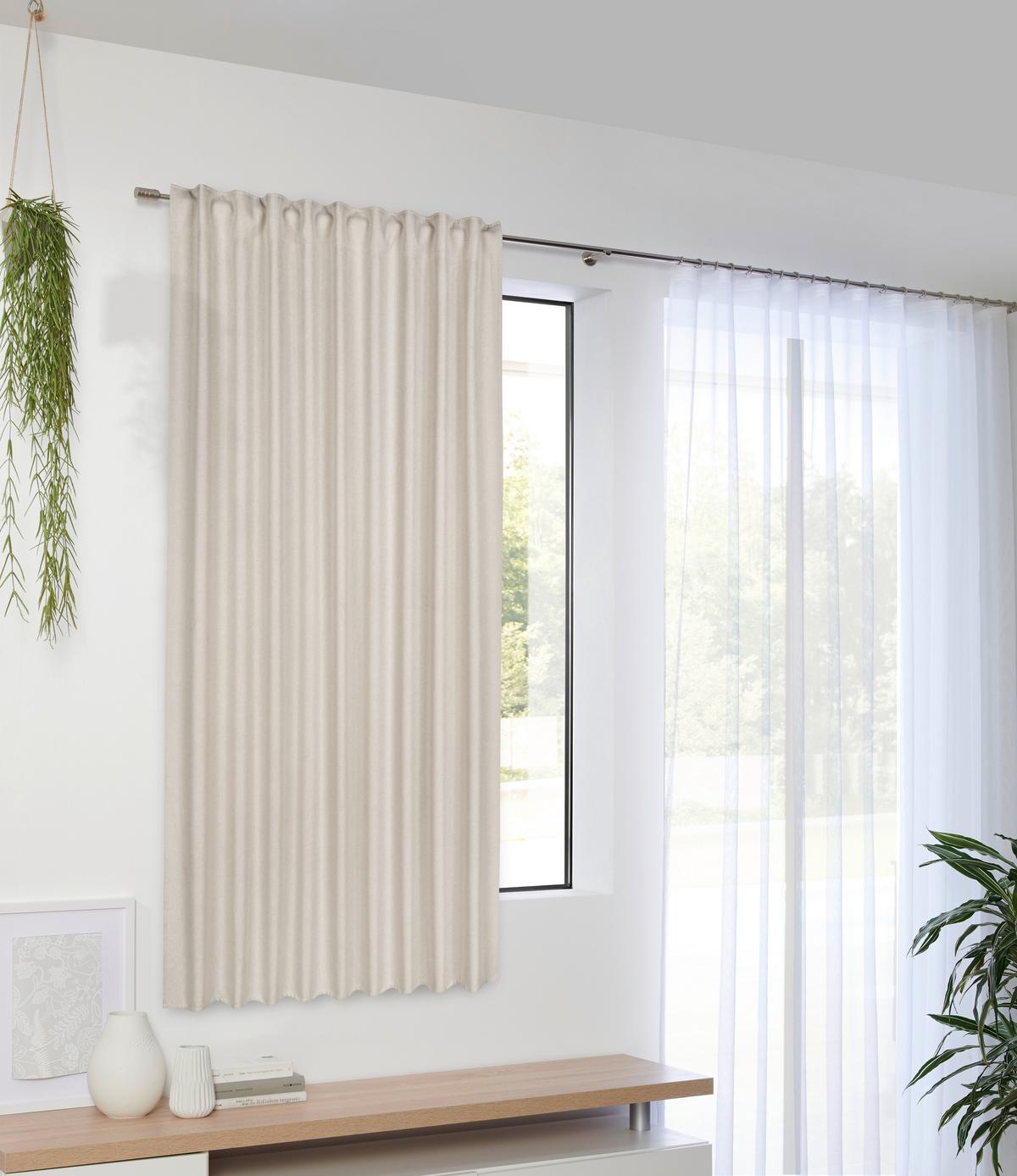 HOTOVÝ ZÁVĚS ULRICH 175CM - pískové barvy, Moderní, textil (135/175cm) - Modern Living