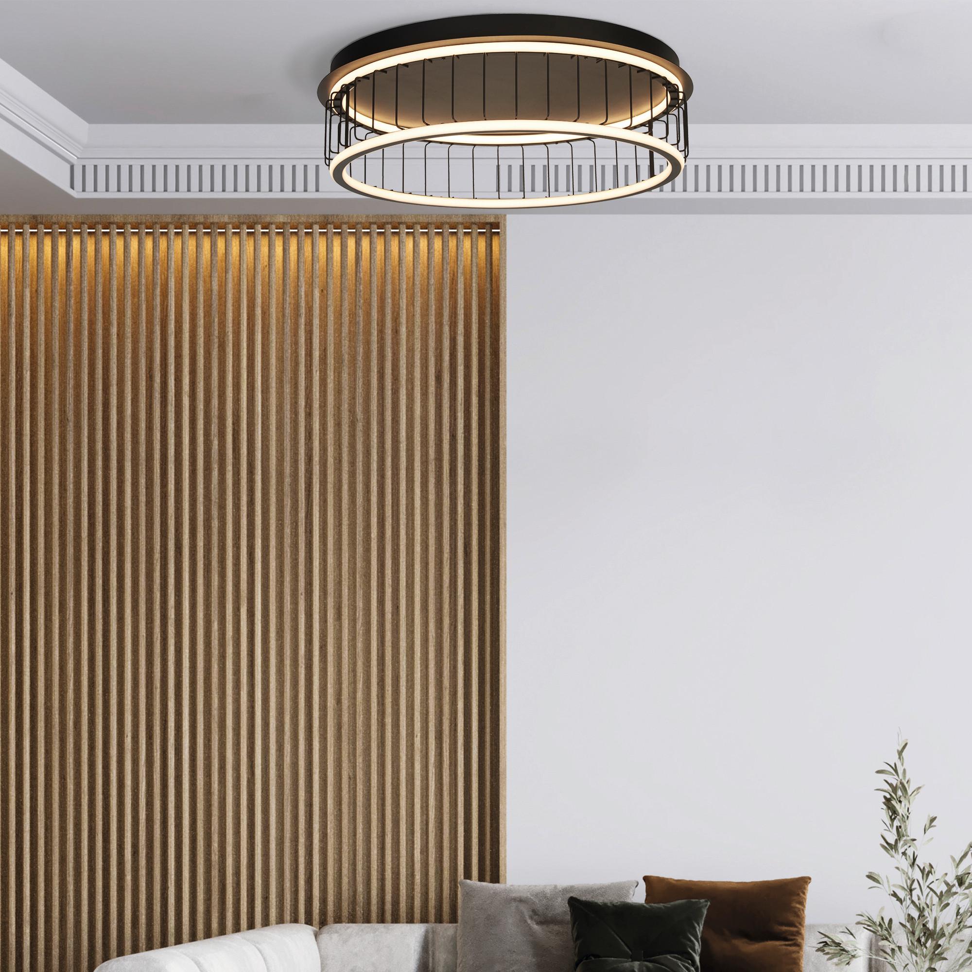 LED-Deckenleuchte Circolo Cage 54216-1bk - Schwarz/Weiß, Basics, Kunststoff/Metall (60/17,5cm)