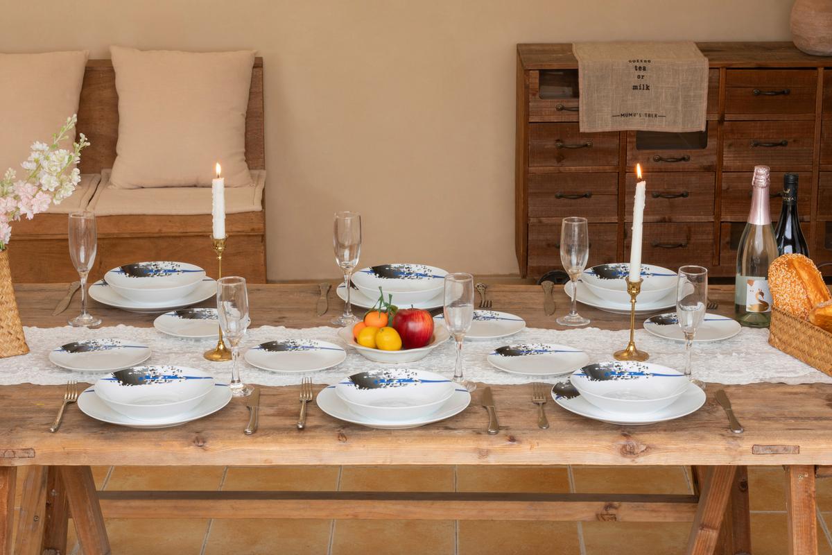 Tafelservice Bente - Blau/Dunkelgrau, Design, Keramik - James Wood