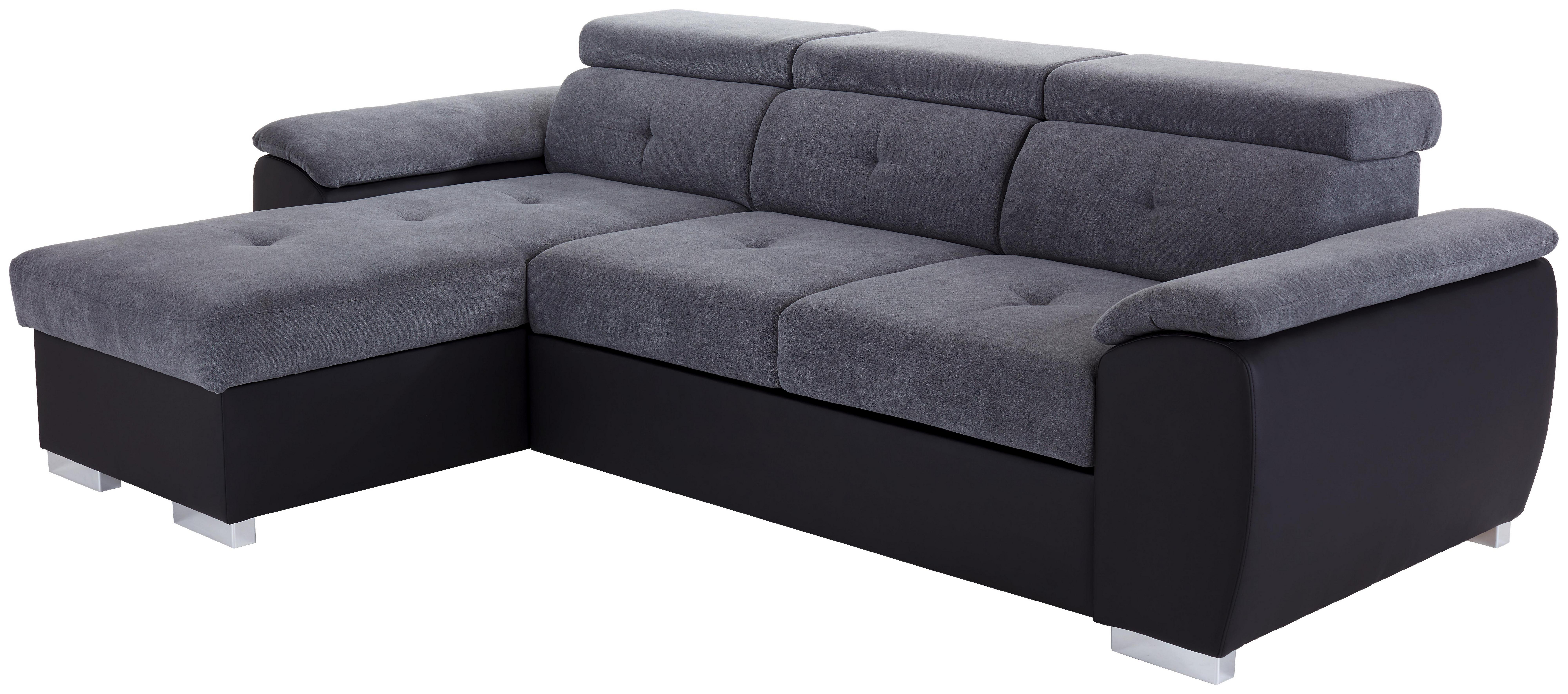 Sarokgarnitúra Aston - Szürke/Sötétszürke, Basics, Fa/Textil (163/259cm)