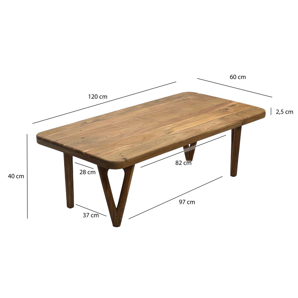 COUCHTISCH Akaziefarben L: 120cm - Akaziefarben, Design, Holz (120/60/40cm) - Livetastic