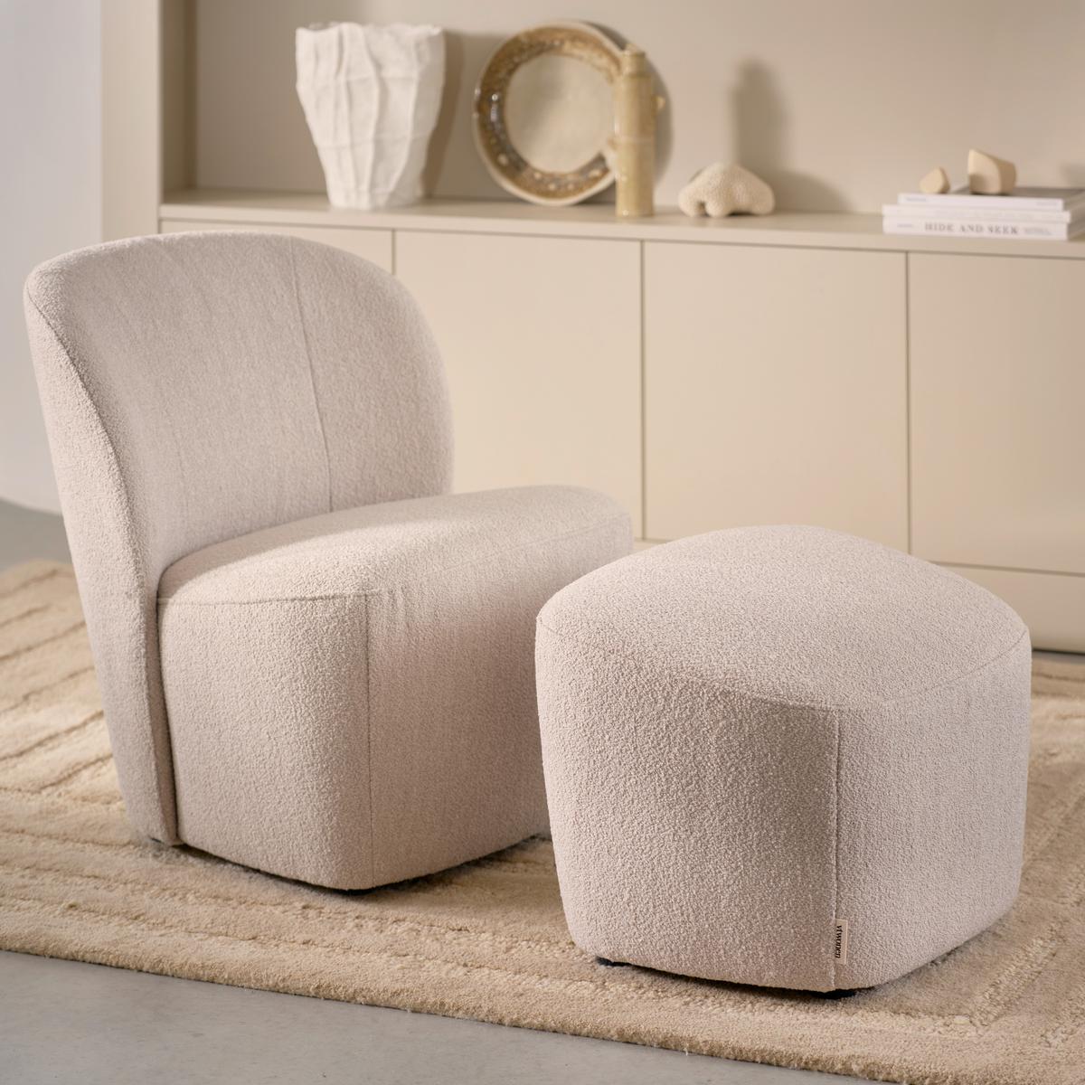 Hocker Lofty Naturfarben B: 62cm - Schwarz/Naturfarben, Design, Textil (62/41/48cm) - Livetastic