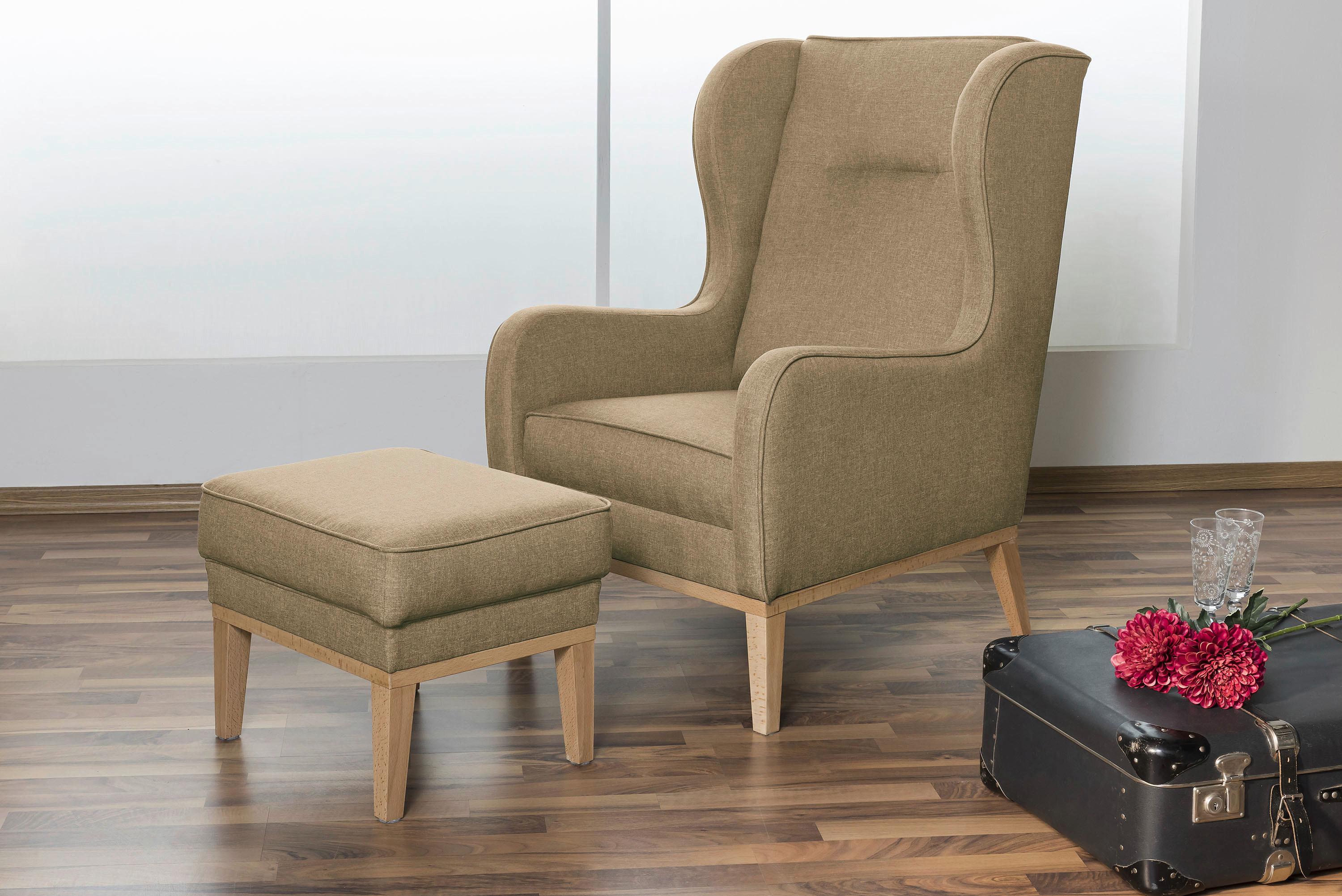 Hocker Angelo - Sandfarben/Naturfarben, KONVENTIONELL, Textil (50/41/41cm) - Max Winzer