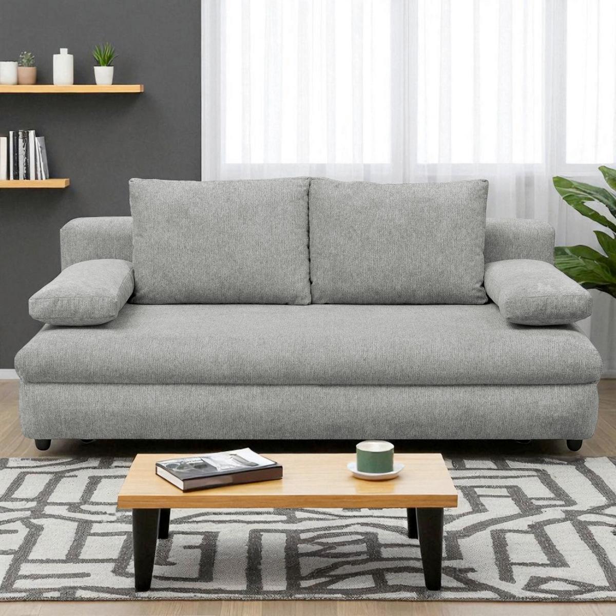Schlafsofa Oslo Hellgrau, Lf: 200x140 Cm - Hellgrau, Trend, Holz/Kunststoff (205/72/100cm)