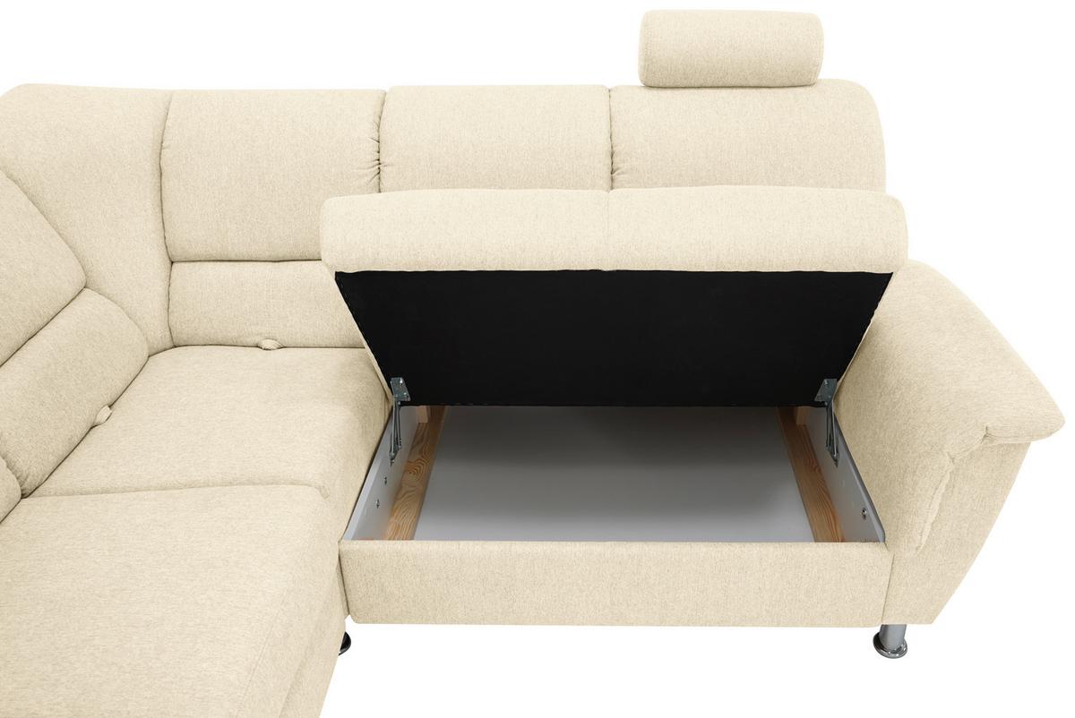 Sedačka MARSYLIA, pravá, béžová - čierna/strieborná, Design, kov/drevo (270/219cm) - MID.YOU