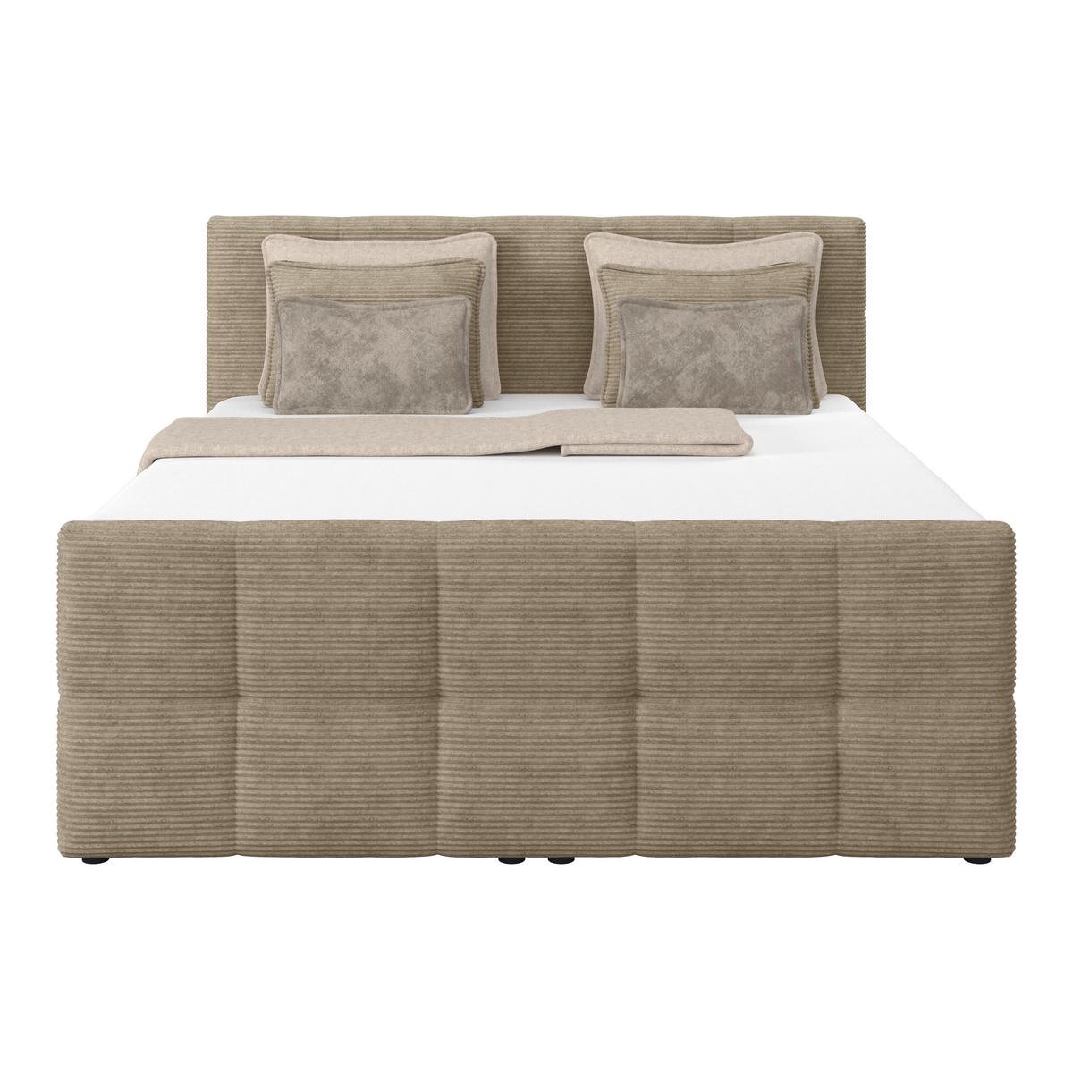 Boxspringbett mit Topper und Bettkasten 160x200 Medino - Schlammfarben, KONVENTIONELL, Holz/Holzwerkstoff (160/200cm)