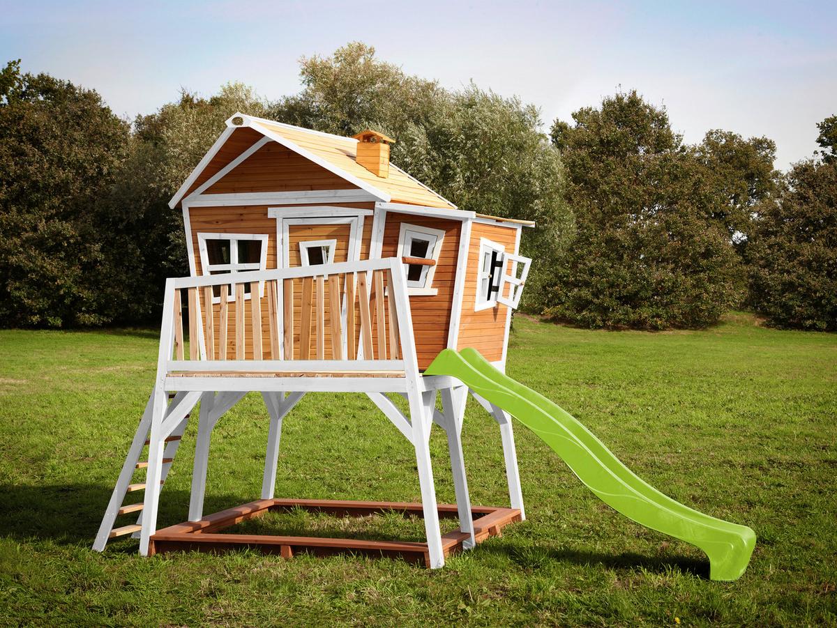 Spielturm A030.150.11 - Hellgrün/Braun, KONVENTIONELL, Holz (432/288/193cm) - Ambia Garden