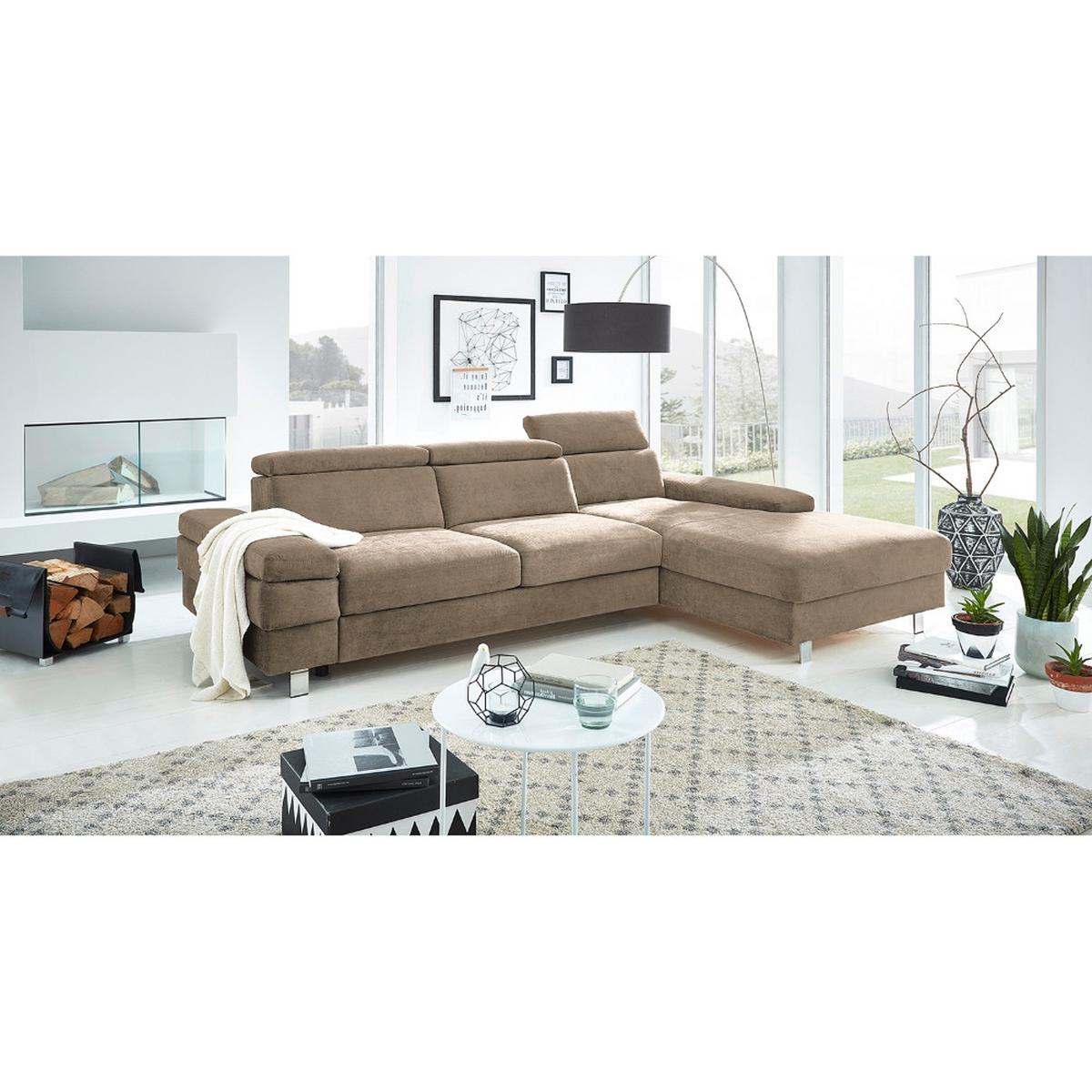 Ecksofa Elvis Schlammfarben S: 259x182 Cm - Schlammfarben/Silberfarben, KONVENTIONELL, Textil (259/182cm) - Trendmanufaktur