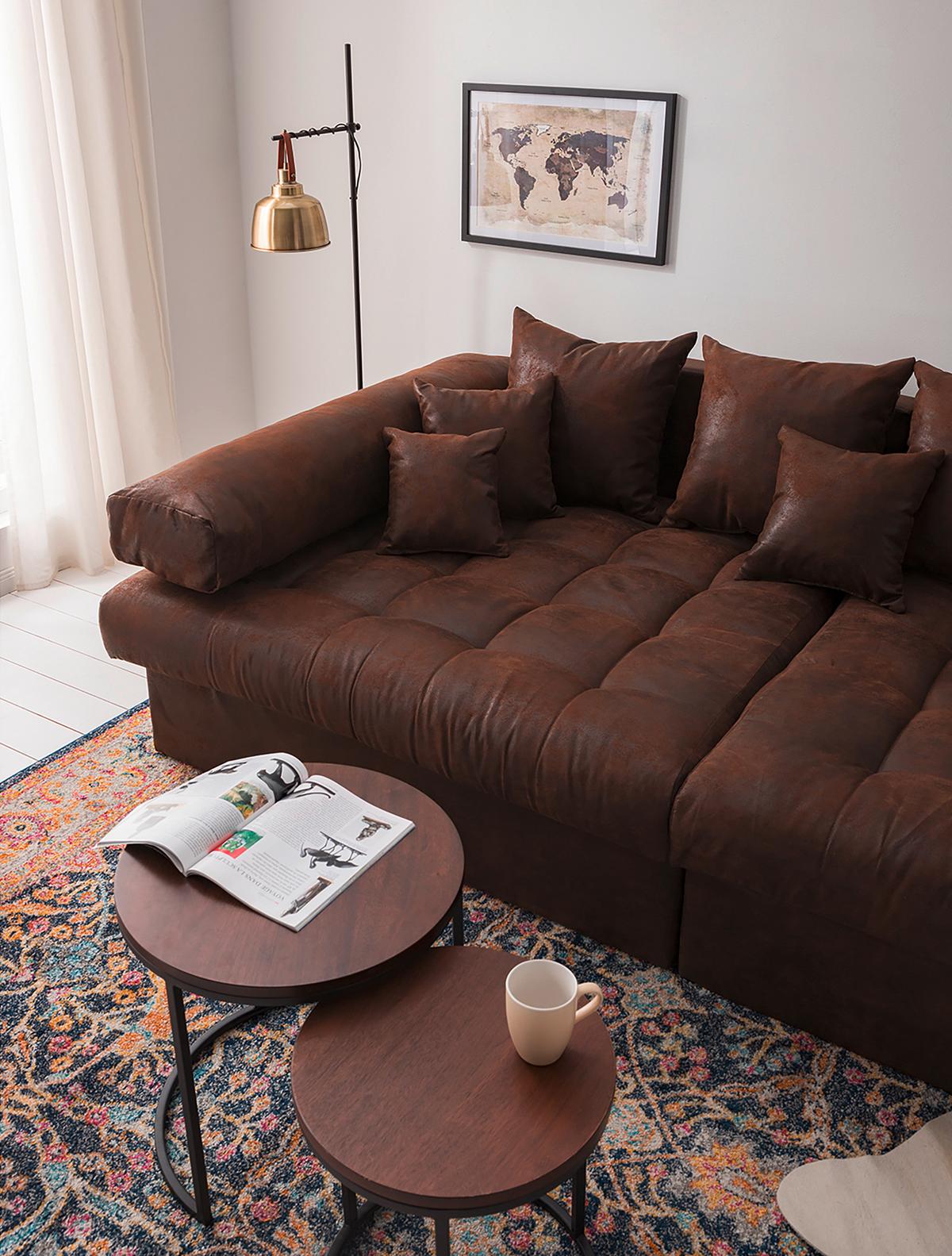 Bigsofa Naomi Dunkelbraun B: 284 Cm - Dunkelbraun/Schwarz, Design, Textil (284/94/148cm) - Livetastic
