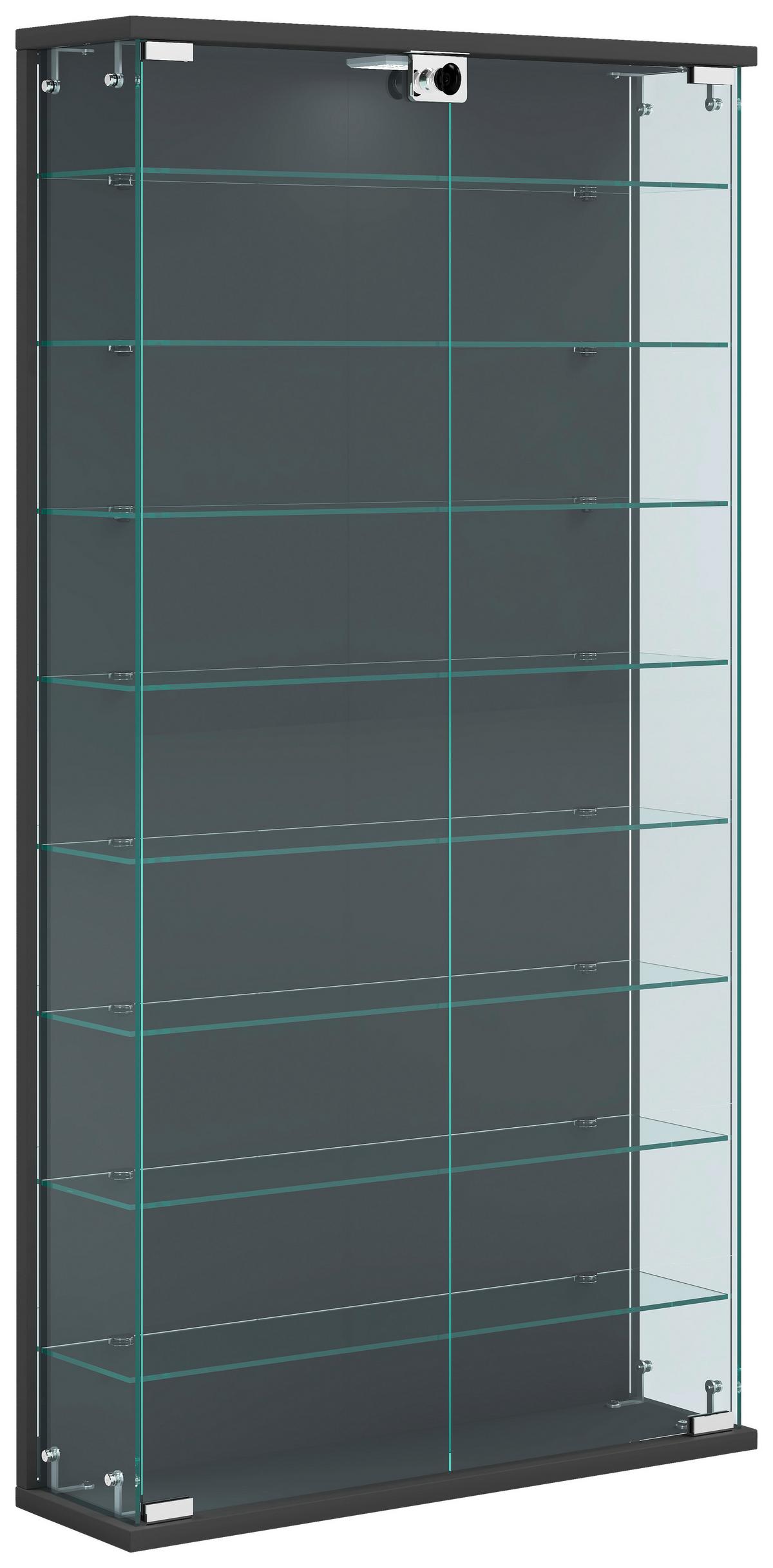 Vitrine Relas Anthrazit B: 59 cm - Transparent/Anthrazit, Design, Glas/Holzwerkstoff (59/114/17cm) - MID.YOU