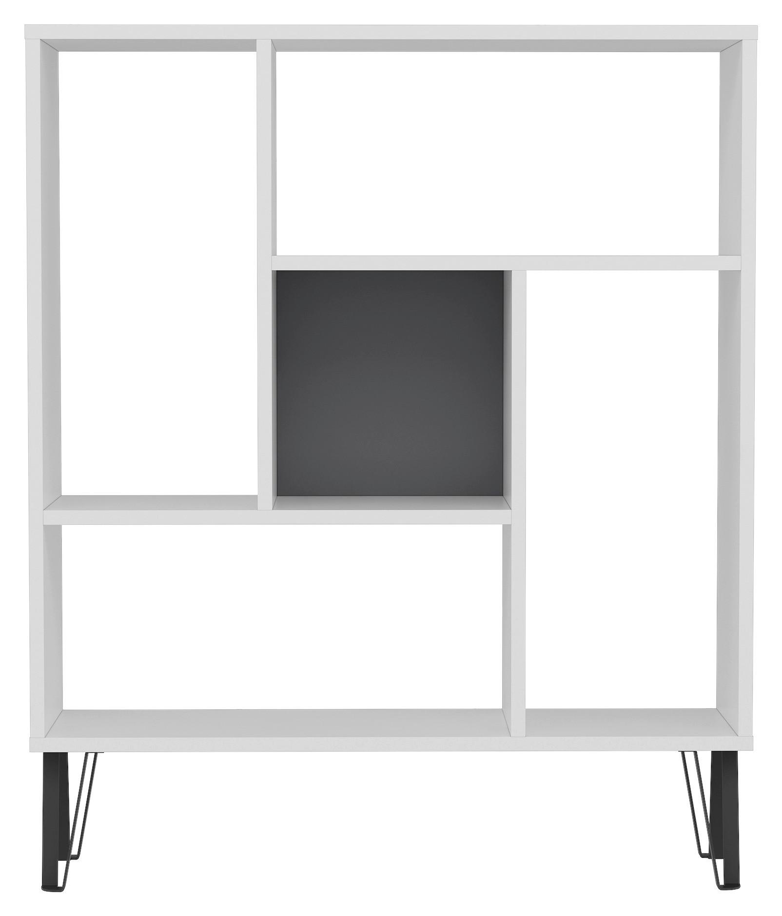 REGÁL ARVEN - biela/antracitová, Design, kompozitné drevo (90/107,8/25cm) - Livetastic
