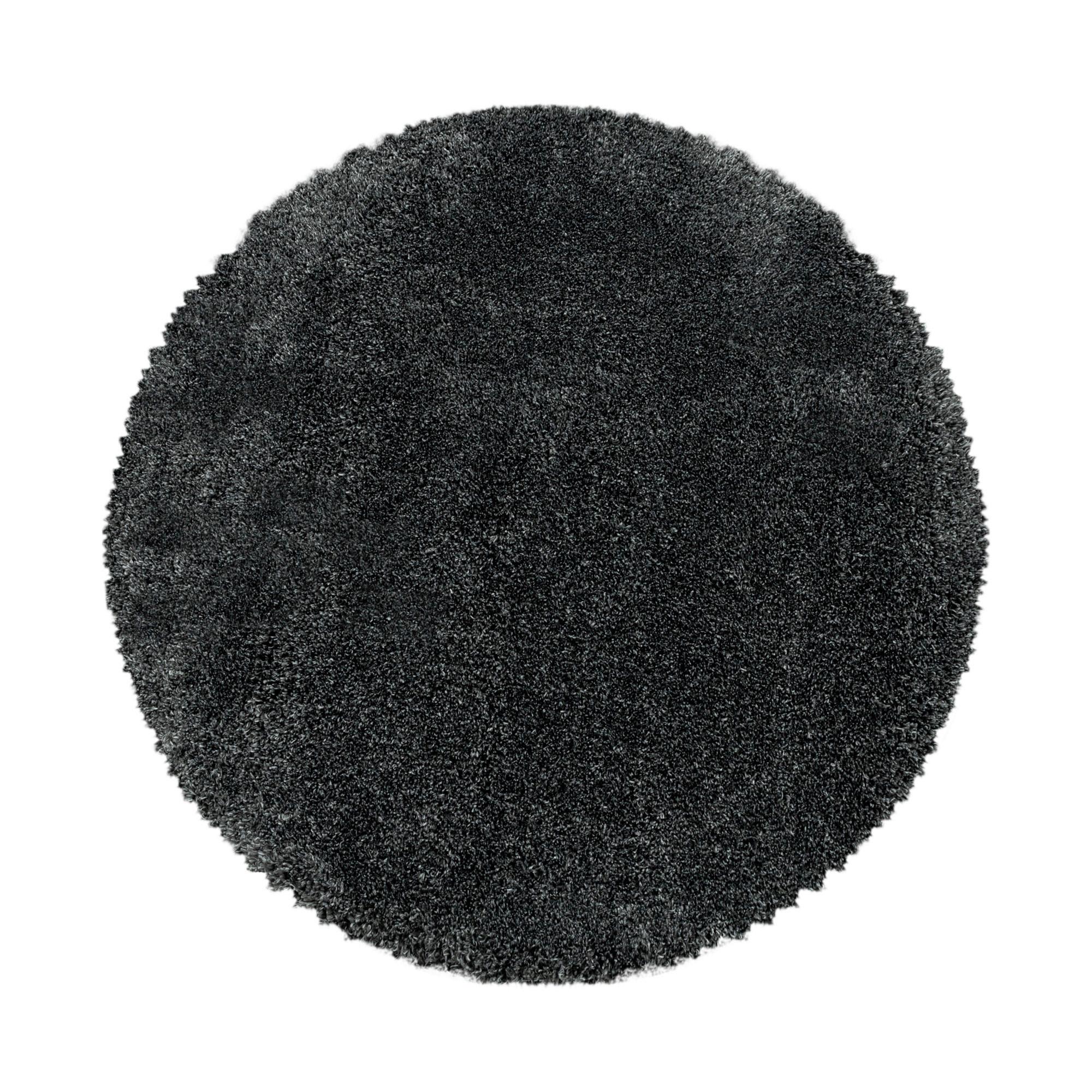 Hochflor Teppich Grau Fluffy Rund Ø 120 cm - Grau, Basics, Textil (120cm)