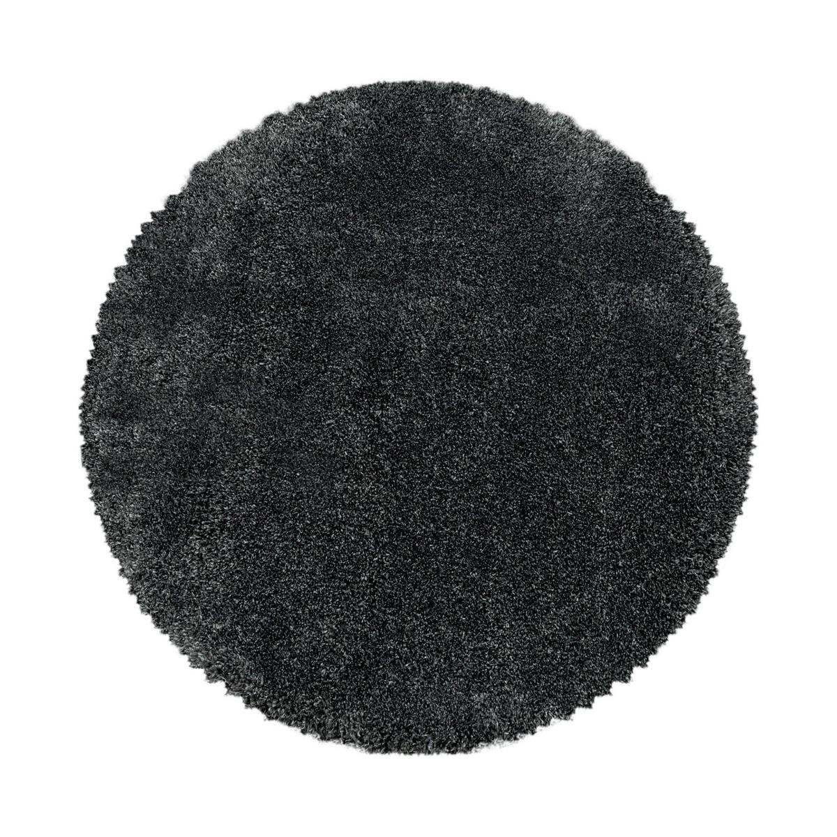 Hochflor Teppich Grau Fluffy Rund Ø 200 cm - Grau, Basics, Textil (200cm)