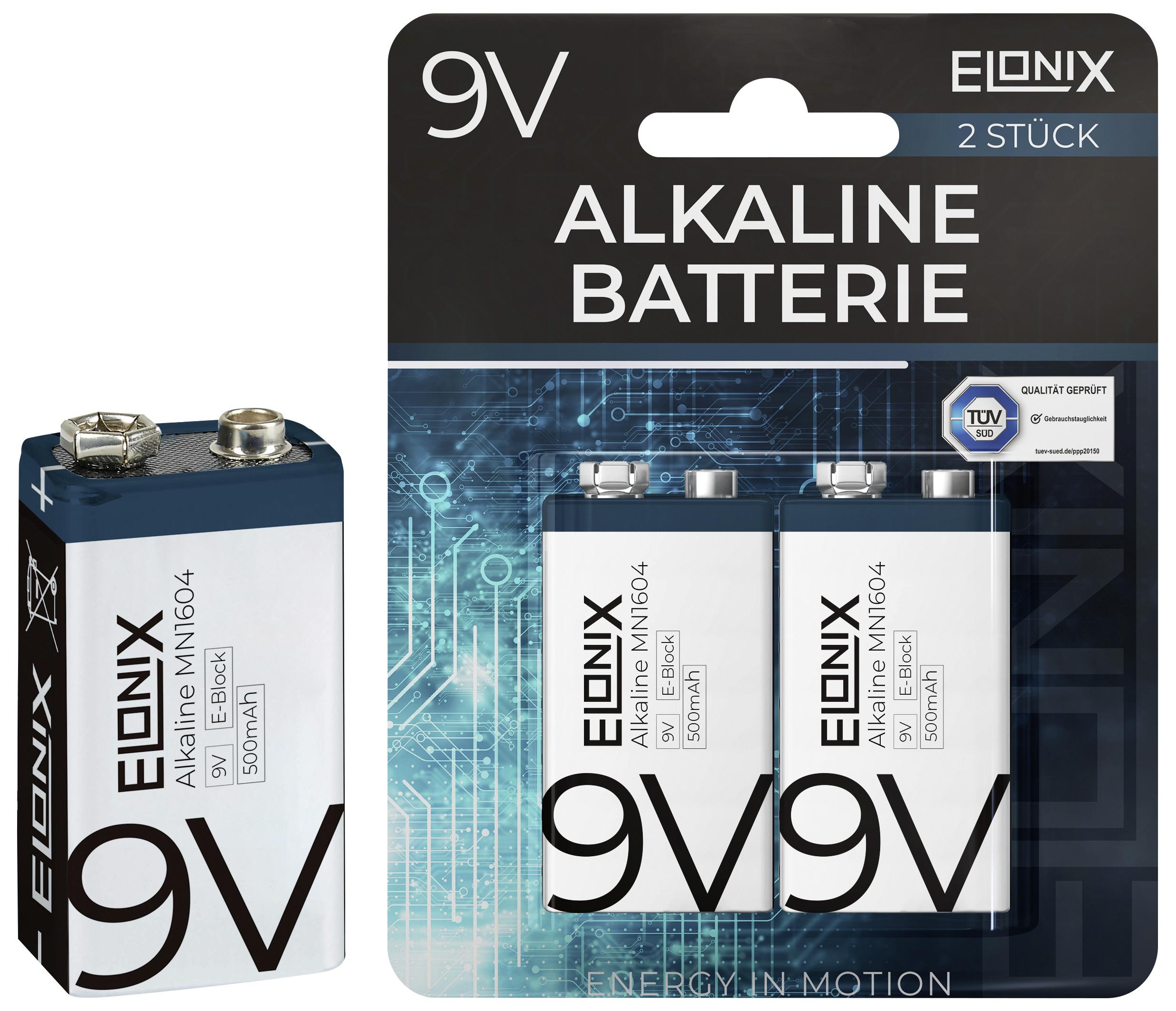 Blockbatterie Alkaline 9V 2er Packung - Silberfarben/Weiß, Basics (4,8/2,6/1,7cm)