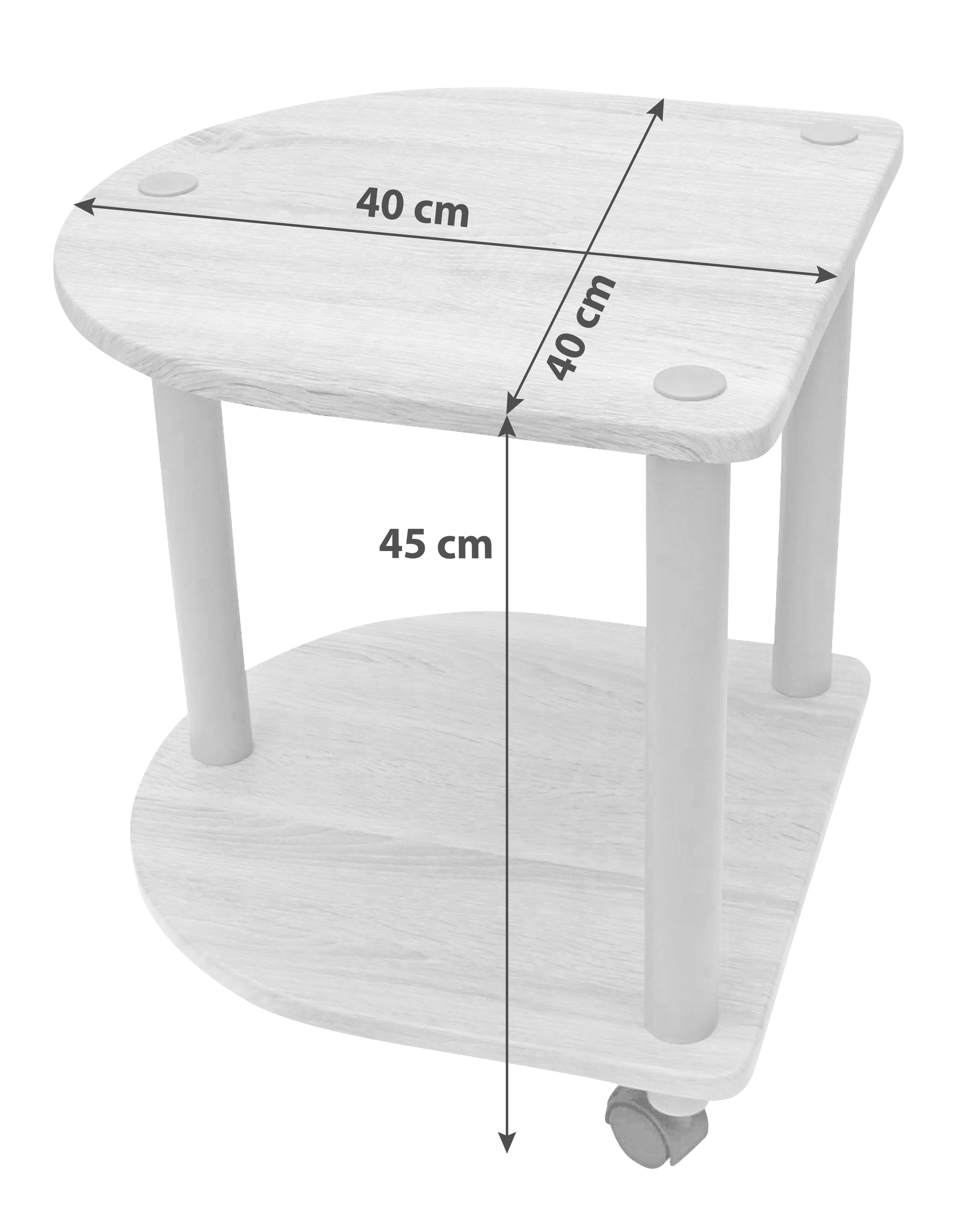 Odkladací Stolík Felix - sivá/farby duba, Moderný, kov/kompozitné drevo (40/45/40cm)