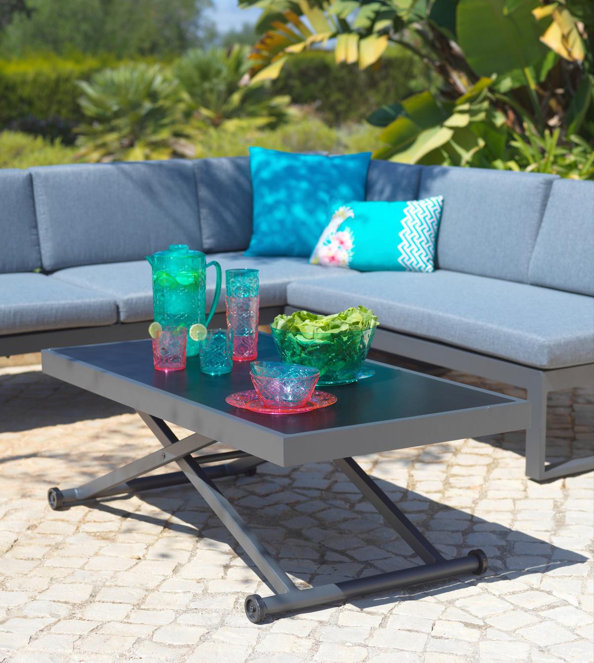 TERASOVÁ SEDACÍ SOUPRAVA MOSKAU 1 - šedá/antracitová, Moderní, kov/textil (200/213/62cm) - Mömax