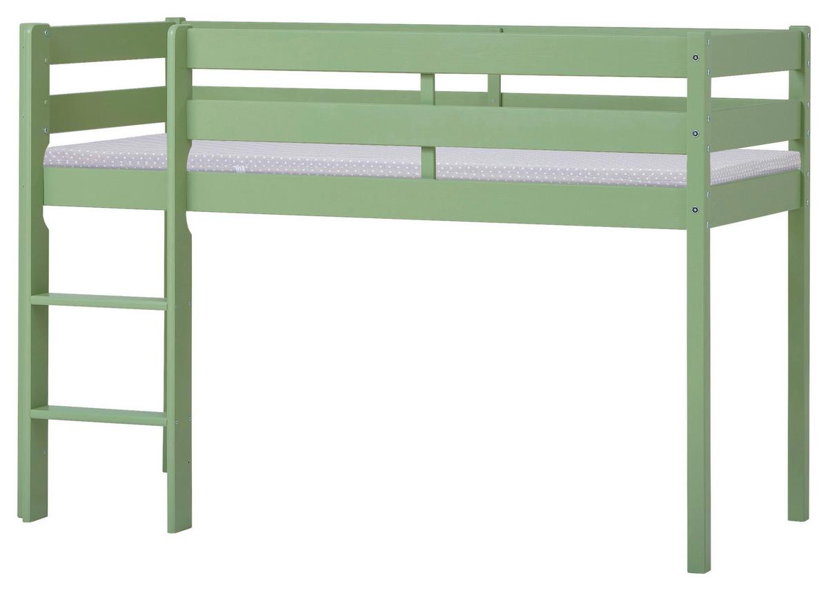 Hochbett Eco Comfort Grün, Lf: 70x160 Cm - Naturfarben/Grün, MODERN, Holz (70/160cm) - MID.YOU