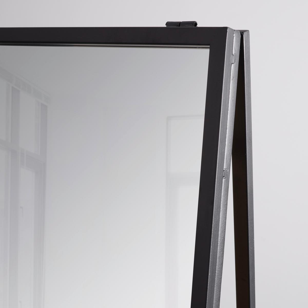 Zrcadlo MALDI - černá/přírodní barvy, Moderní, kov/dřevo (45/161/30cm) - P & B