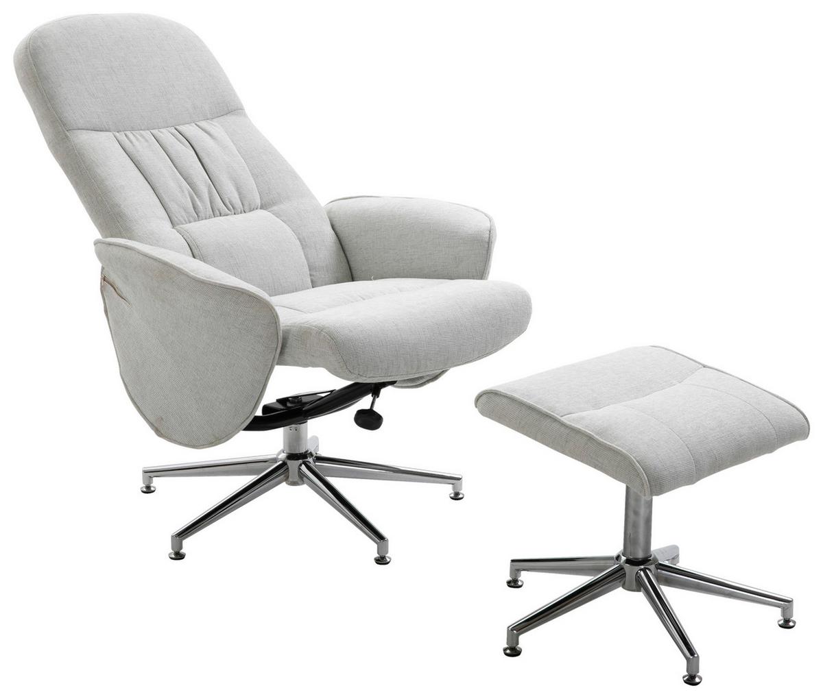 Relaxsesselset Rolf - Hellgrau, Design, Textil/Metall (77/104,5/82cm) - Livetastic