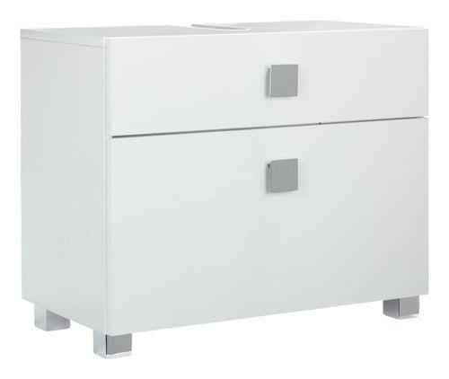 Waschbeckenunterschrank Quadra B: 65 cm Weiß - Chromfarben/Weiß, MODERN, Holzwerkstoff (65,0/53,0/34,5cm) - MID.YOU