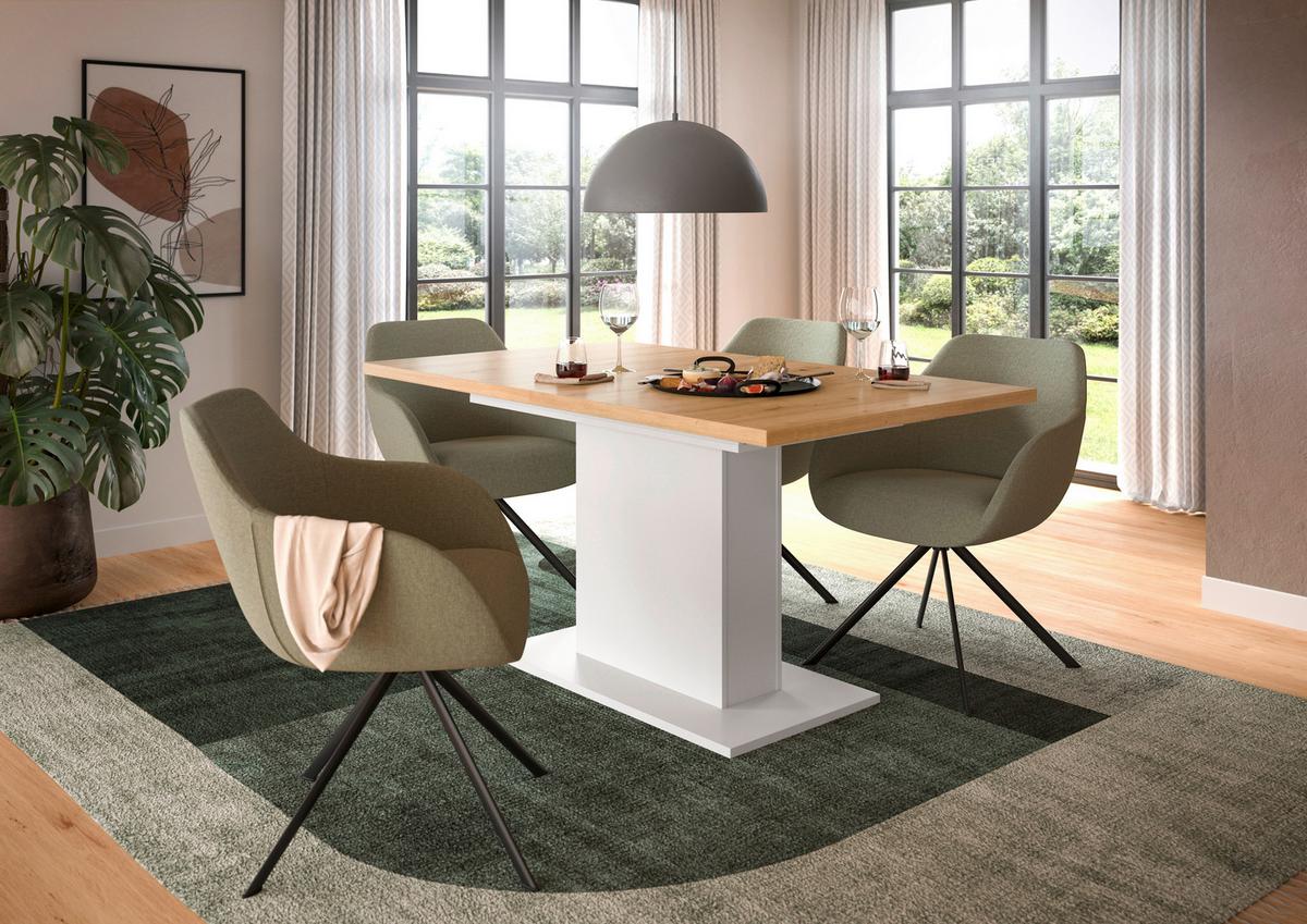 Ausziehtisch Marlon 150 Az Artisan/Weiß, B:150-190 cm - Weiß/Eiche Artisan, KONVENTIONELL, Holzwerkstoff (150-190/90/76cm)