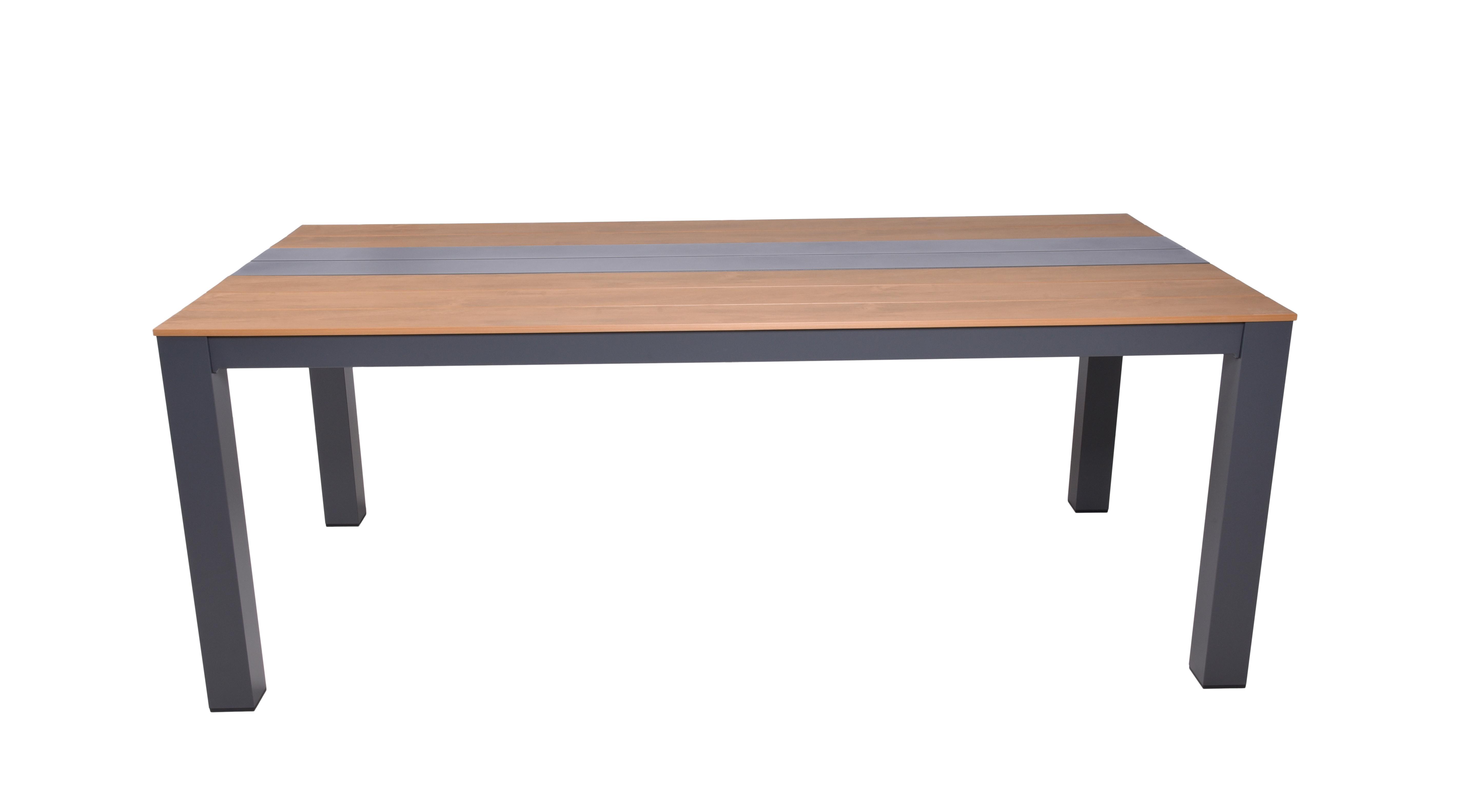 Gartentisch Silea - Anthrazit/Braun, Basics, Kunststoff/Metall (200/100/75cm) - Gardenson