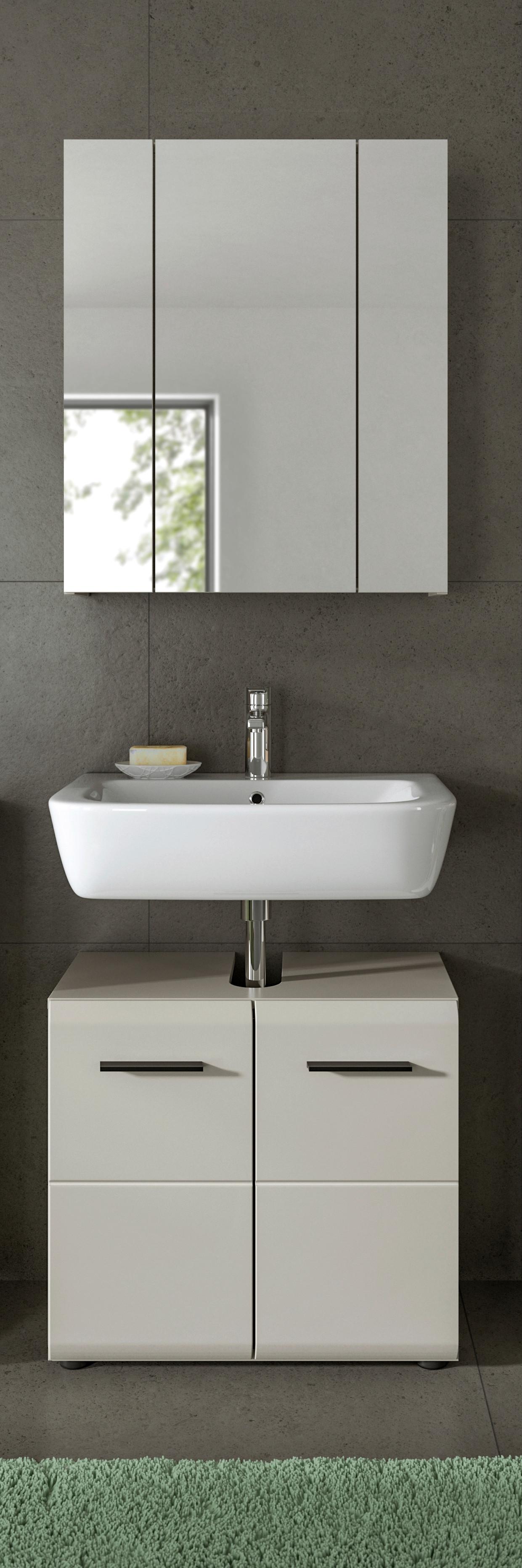 Badezimmer Ice Kaschmir B: 60cm - Kaschmir/Schwarz, Trend, Glas/Holzwerkstoff (60cm) - MID.YOU