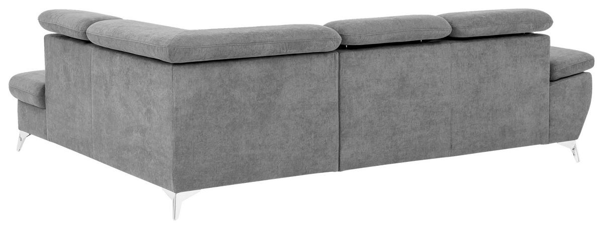 Ecksofa mit Schlaffunktion und Bettkasten Gisele Grau - Chromfarben/Hellgrau, KONVENTIONELL, Textil (256/209cm) - Livetastic