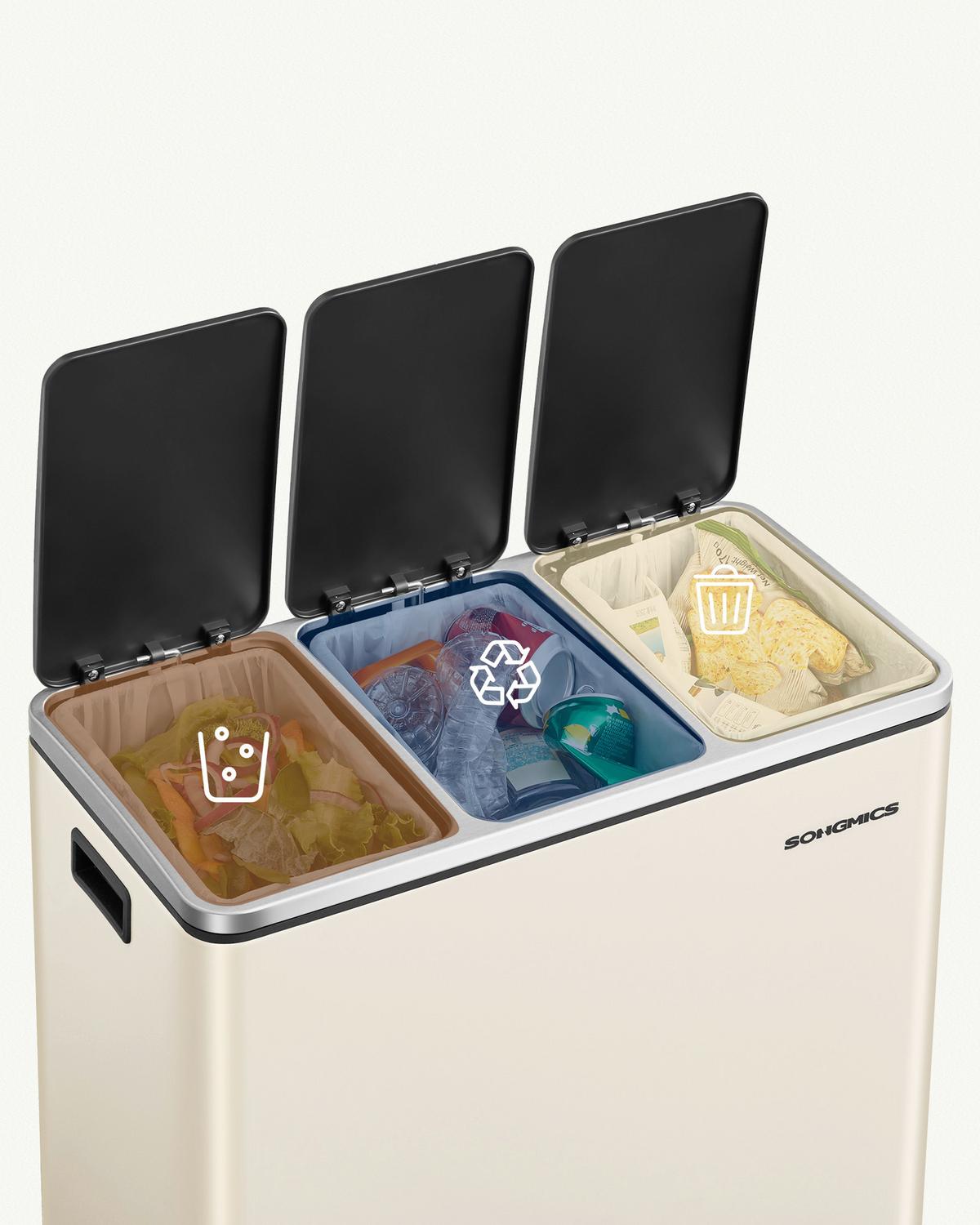 Abfallsammler Creme B: 61cm - Creme, Basics, Kunststoff/Metall (61/55,5/31,5cm)